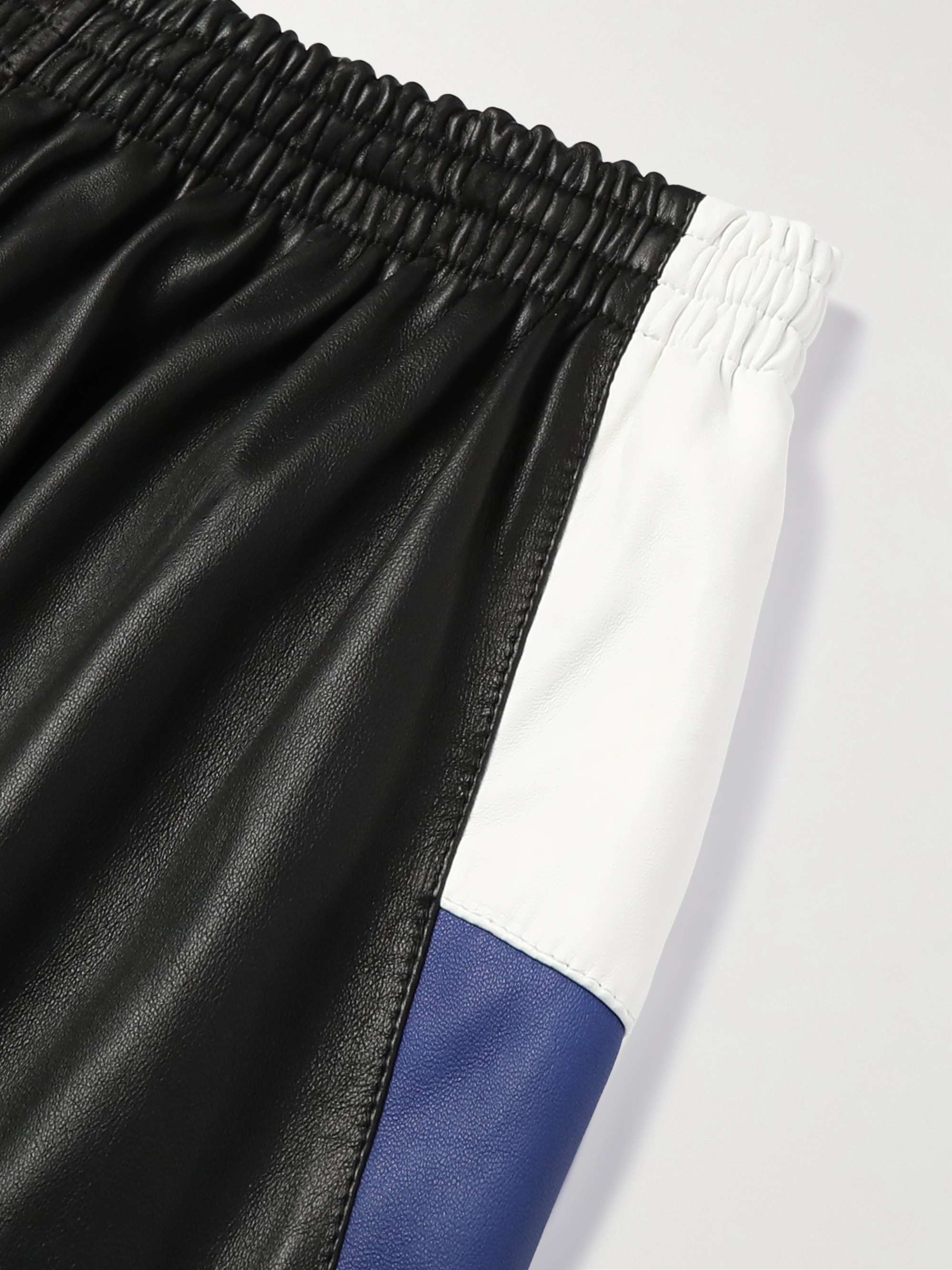 BALENCIAGA Straight-Leg Striped Leather Sweatpants