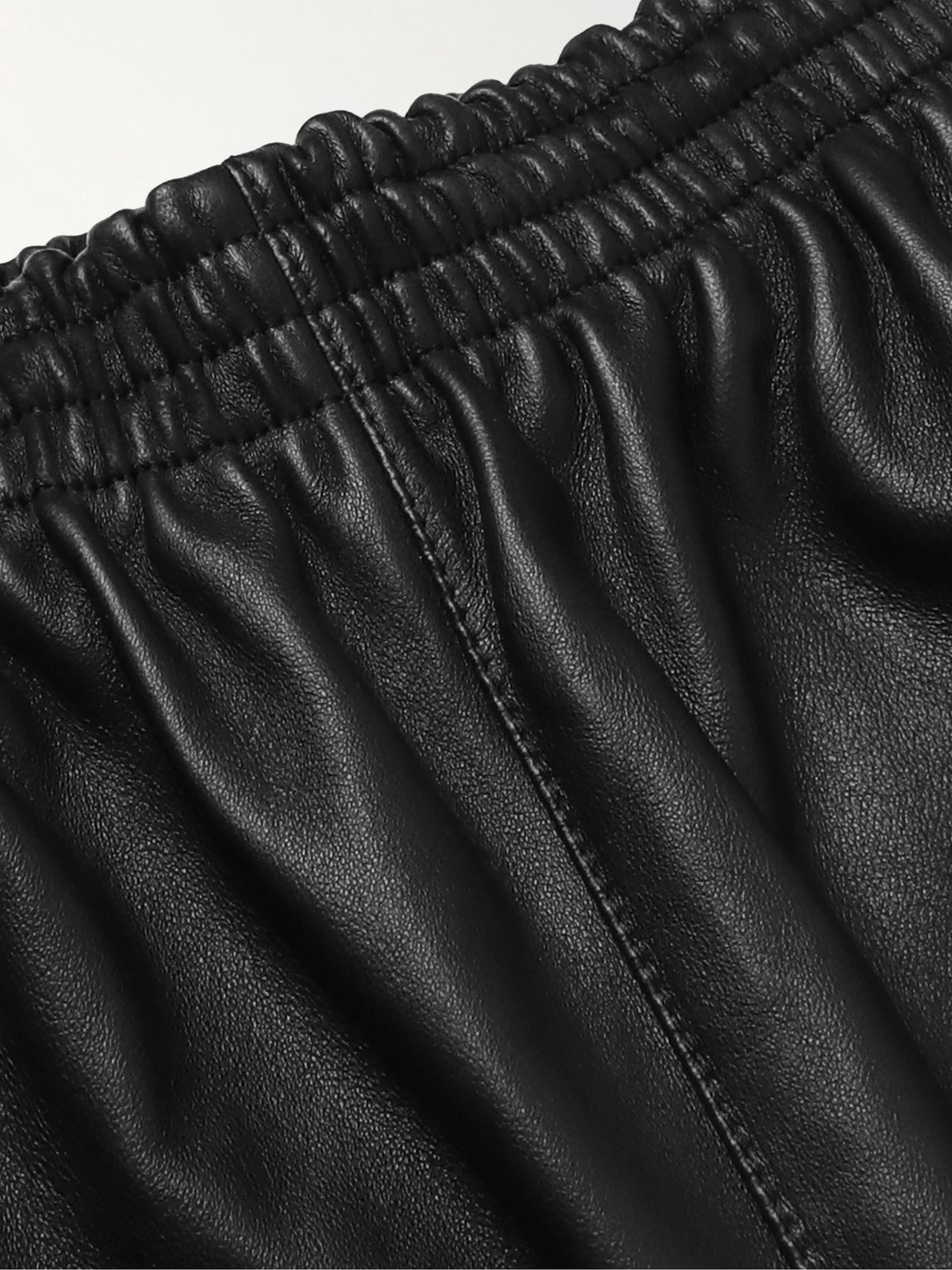 Shop Balenciaga Straight-leg Striped Leather Sweatpants In Black