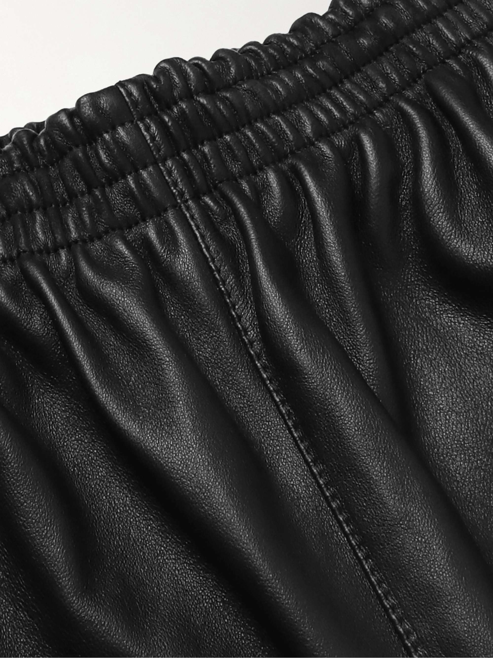 BALENCIAGA Straight-Leg Striped Leather Sweatpants