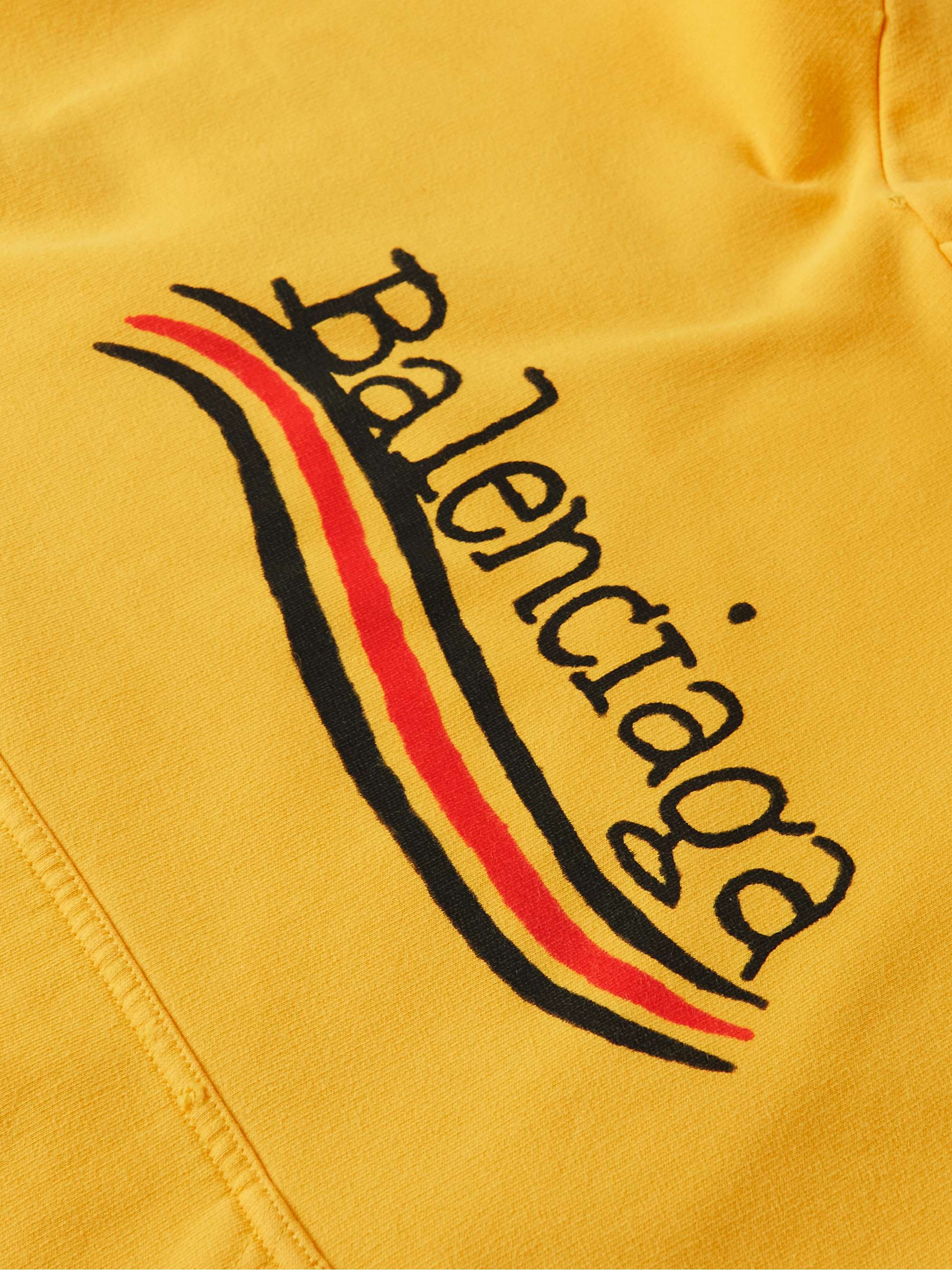 BALENCIAGA Distressed Logo-Print Cotton-Jersey Hoodie