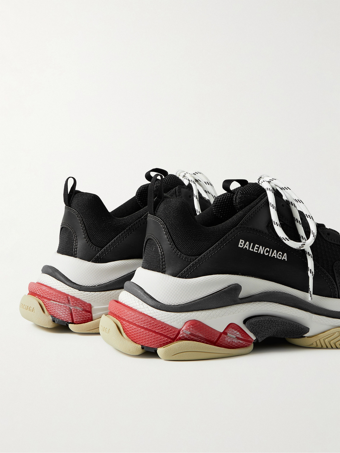 Shop Balenciaga Triple S Mesh, Faux Suede And Faux Leather Sneakers In Black