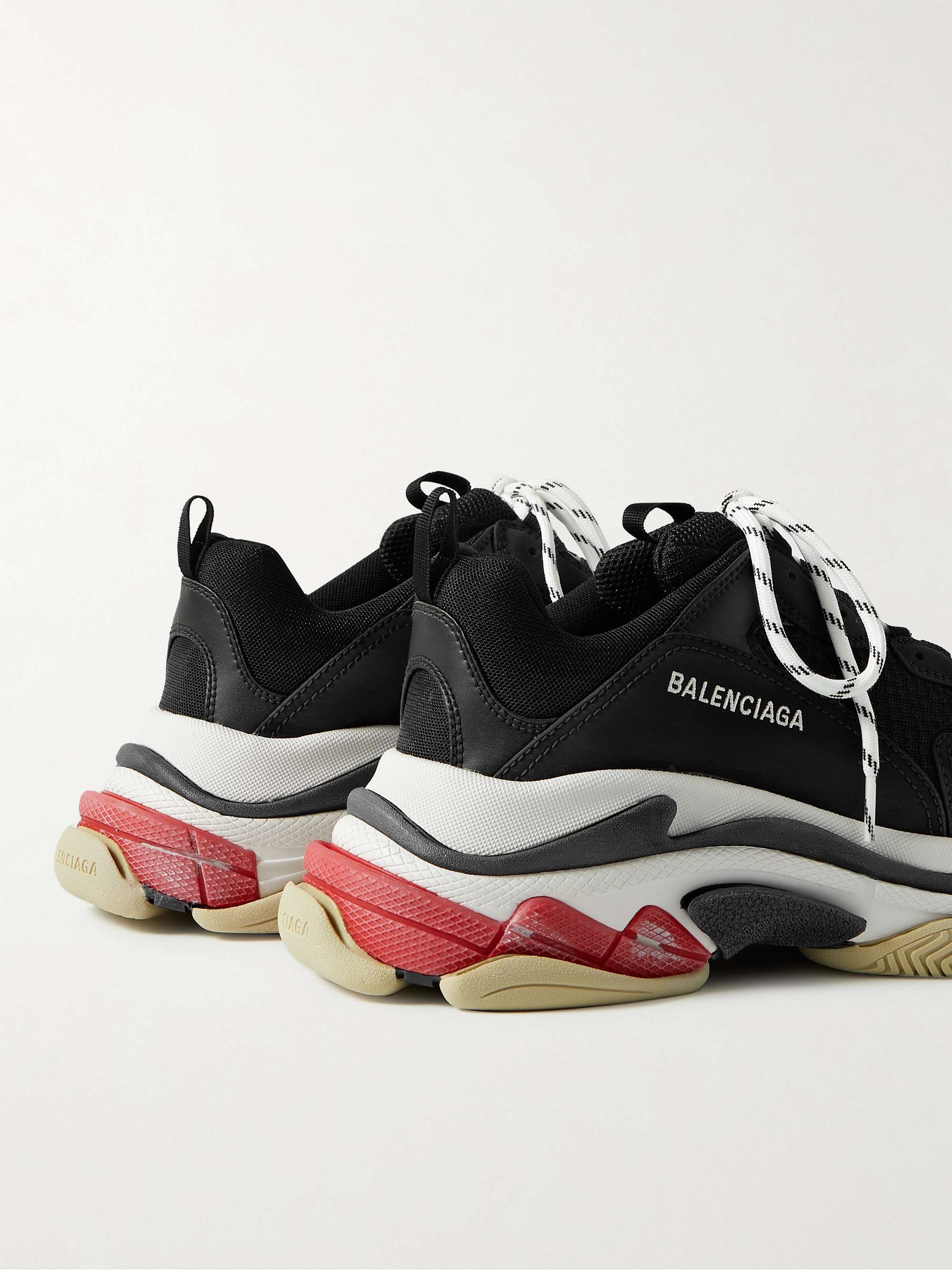 Triple S Mesh and Faux Leather Sneakers