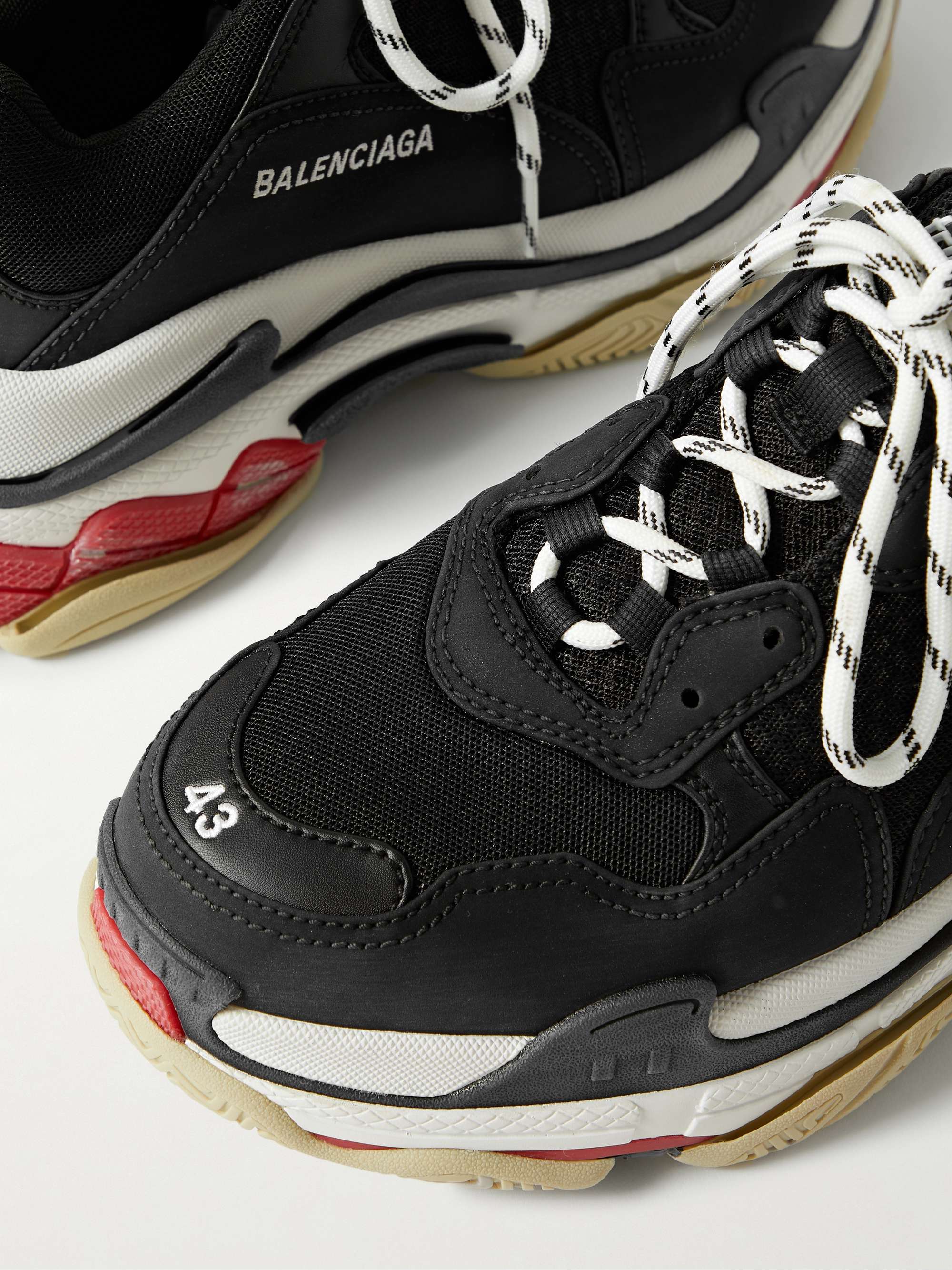 BALENCIAGA Triple S Mesh, Faux Suede and Faux Leather Sneakers