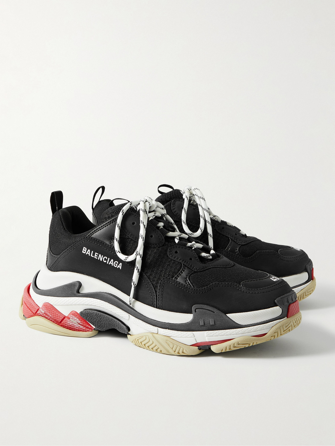 Shop Balenciaga Triple S Mesh, Faux Suede And Faux Leather Sneakers In Black