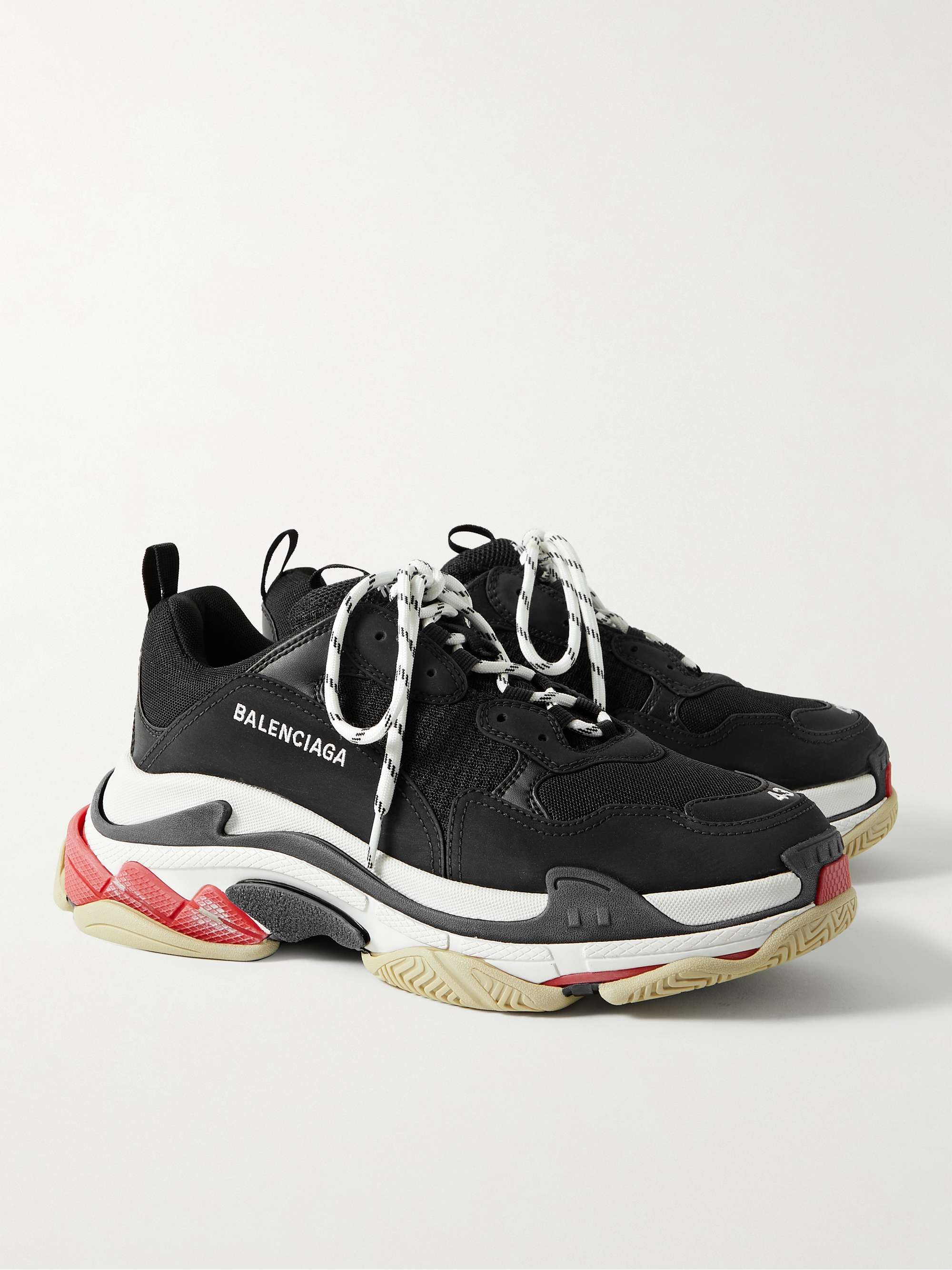 BALENCIAGA Triple S Mesh, Faux Suede and Faux Leather Sneakers for Men | MR