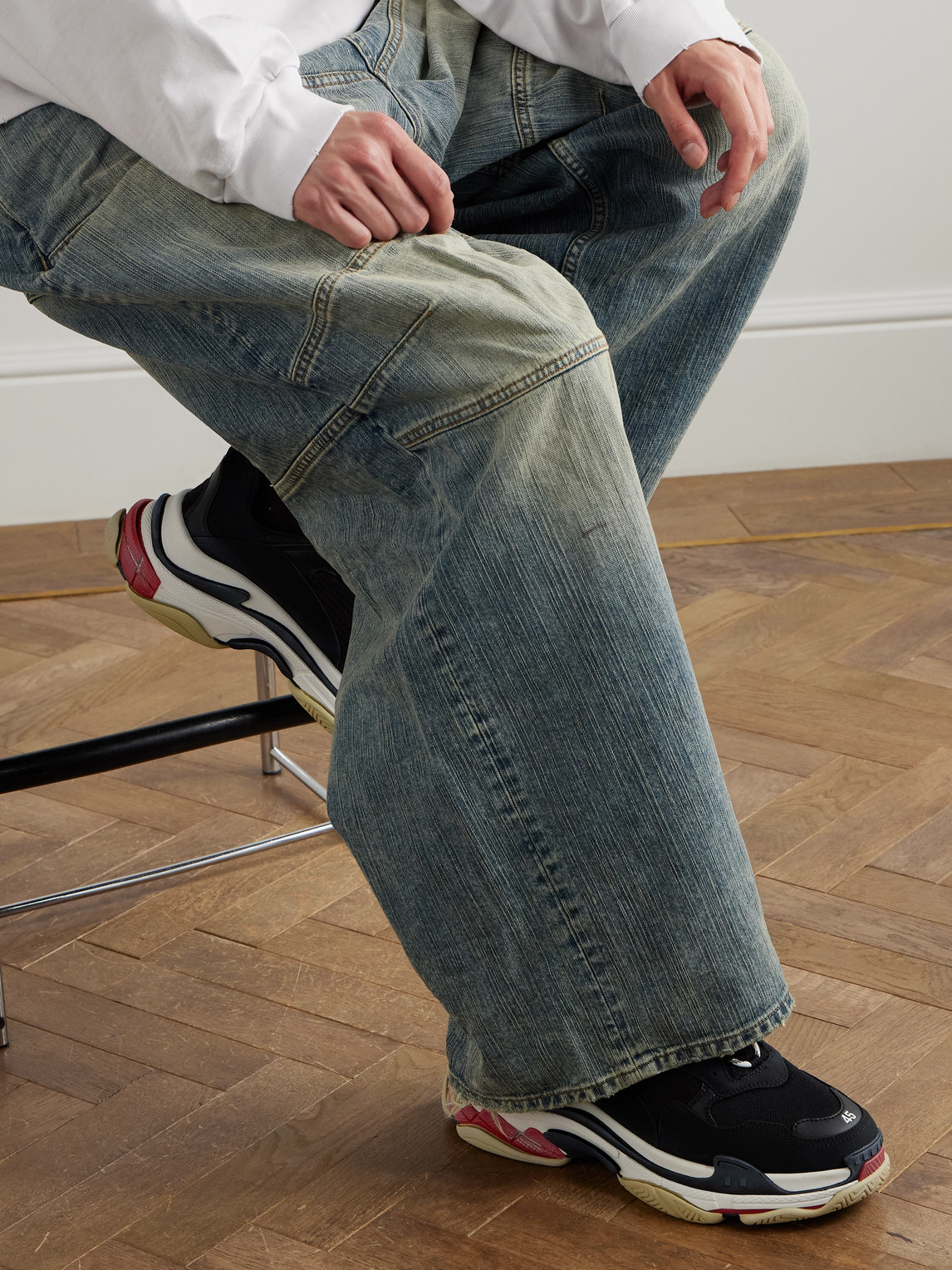 Triple S Mesh, Faux Suede and Faux Leather Sneakers — 2
