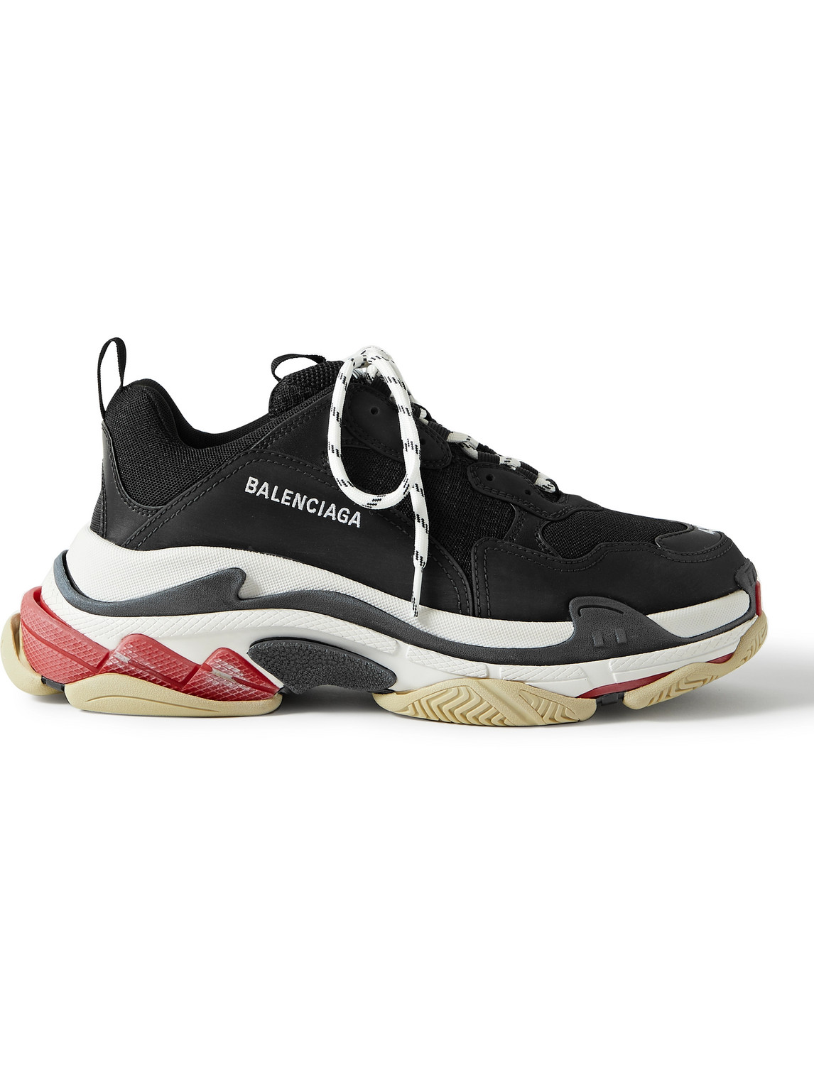 Shop Balenciaga Triple S Mesh, Faux Suede And Faux Leather Sneakers In Black