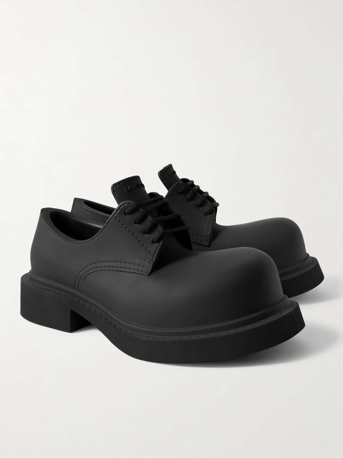 Shop Balenciaga Rubber Derby Shoes In Black