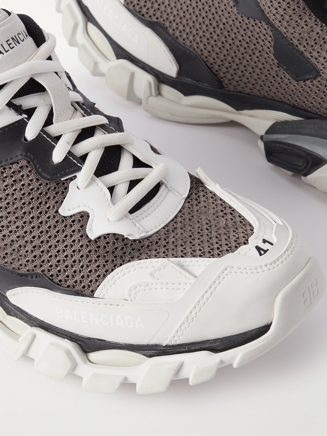 Balenciaga Track.3 Distressed Mesh, Nylon and Rubber Sneakers 