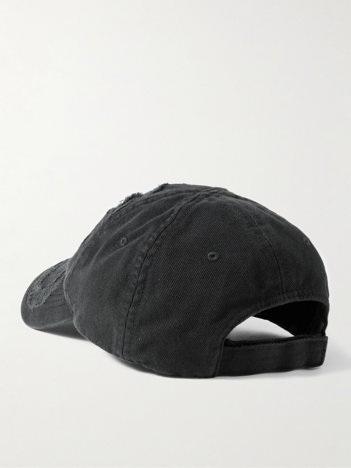Shop Balenciaga Bb Distressed Logo-embroidered Cotton-twill Baseball Cap In Black