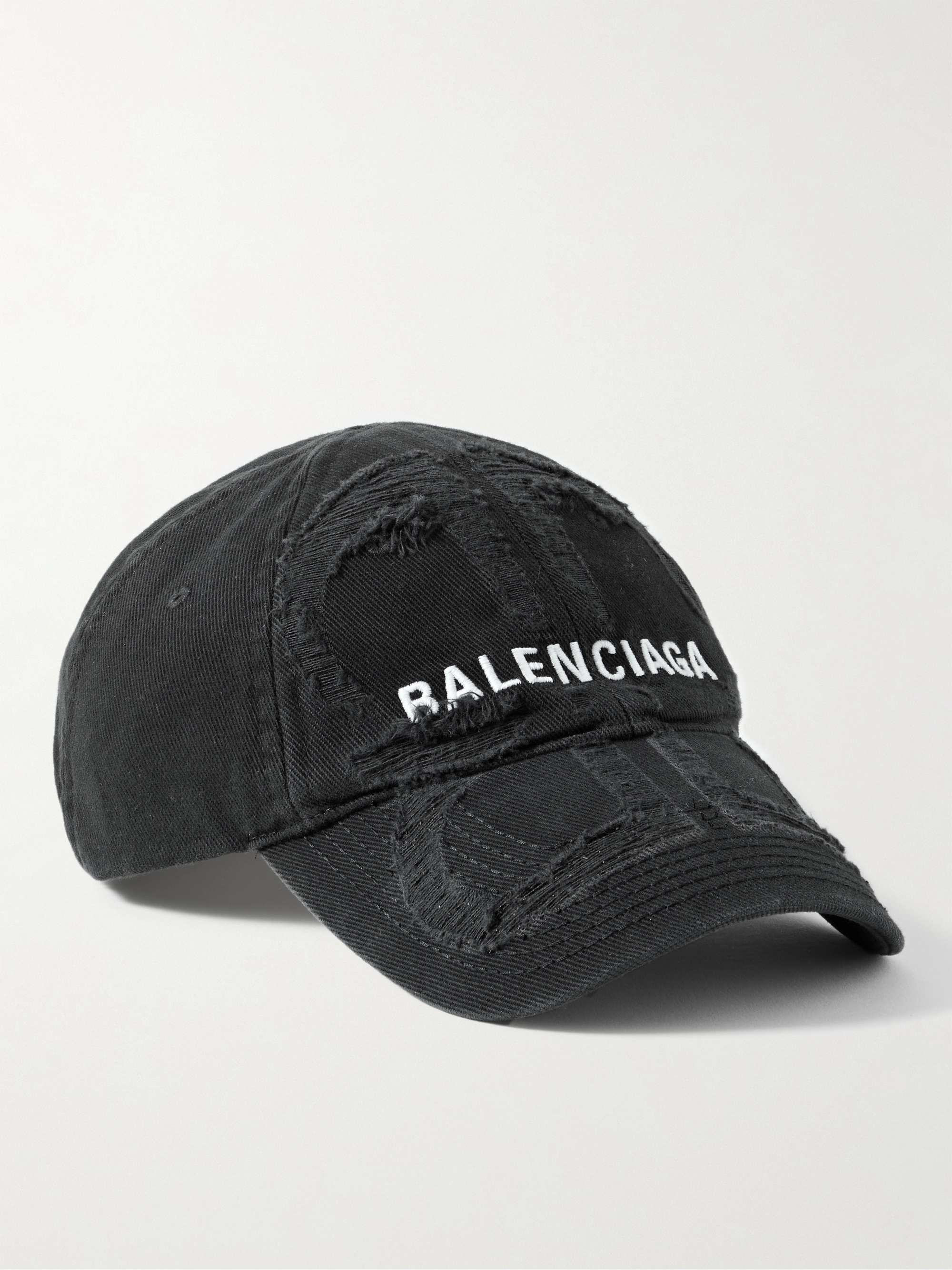 BB Distressed Logo-Embroidered Cotton-Twill Baseball Cap