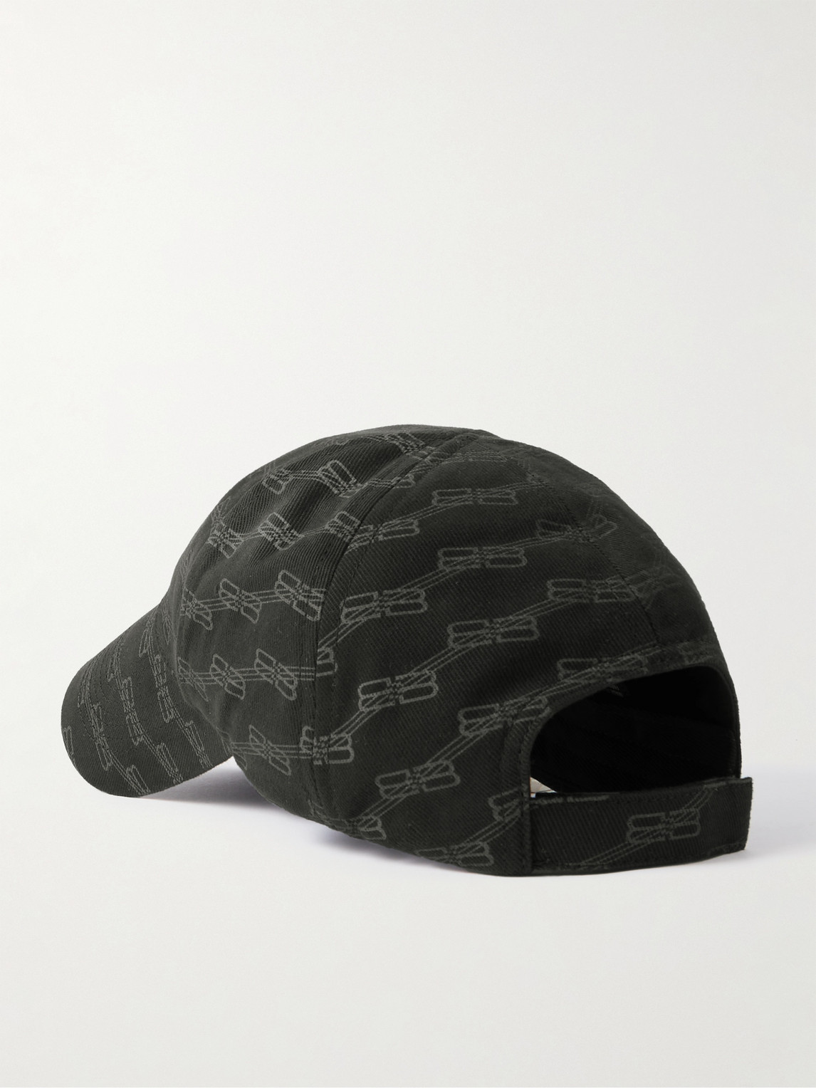 Shop Balenciaga Monogrammed Cotton-canvas Baseball Cap In Black
