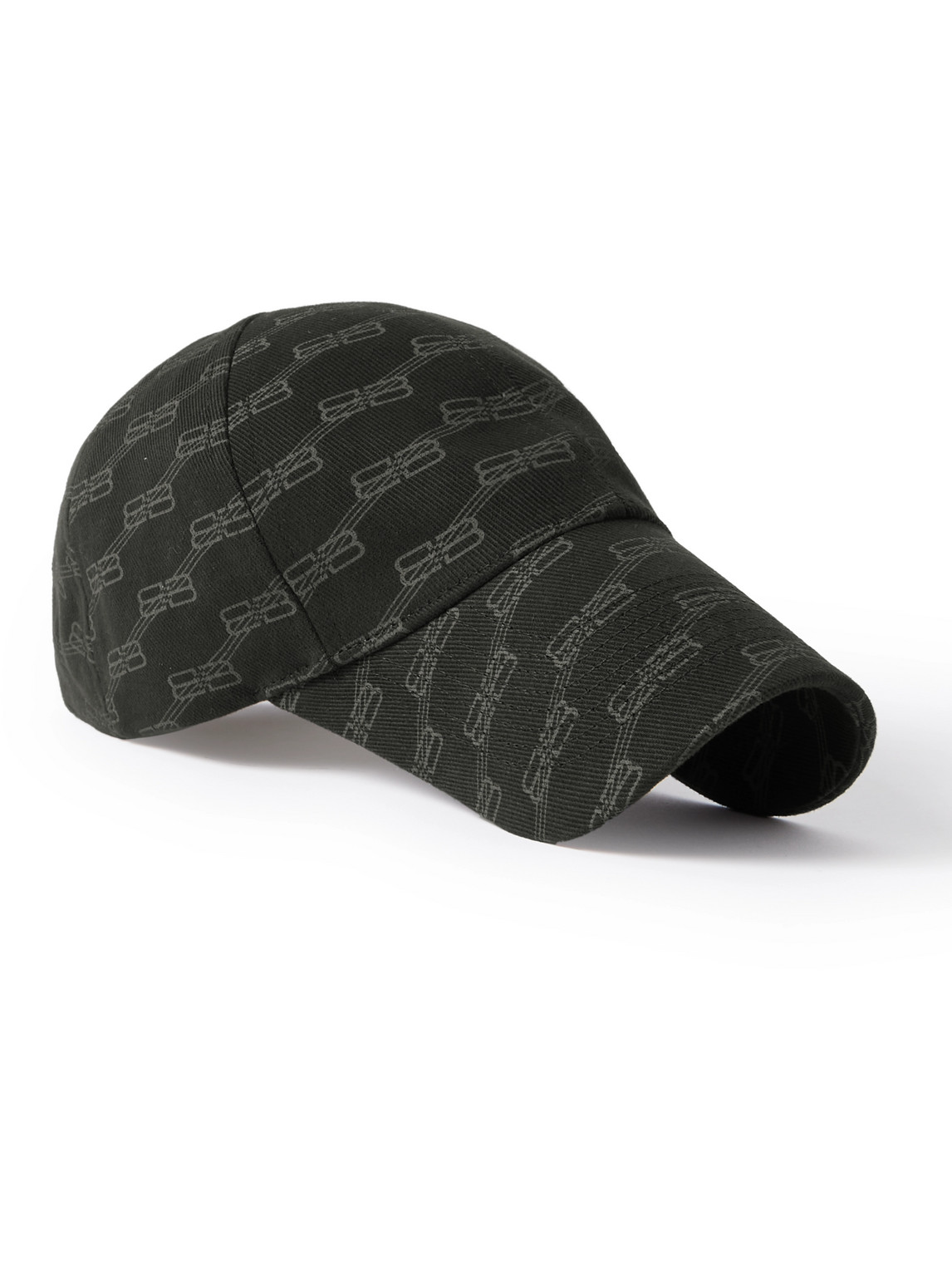 Shop Balenciaga Monogrammed Cotton-canvas Baseball Cap In Black