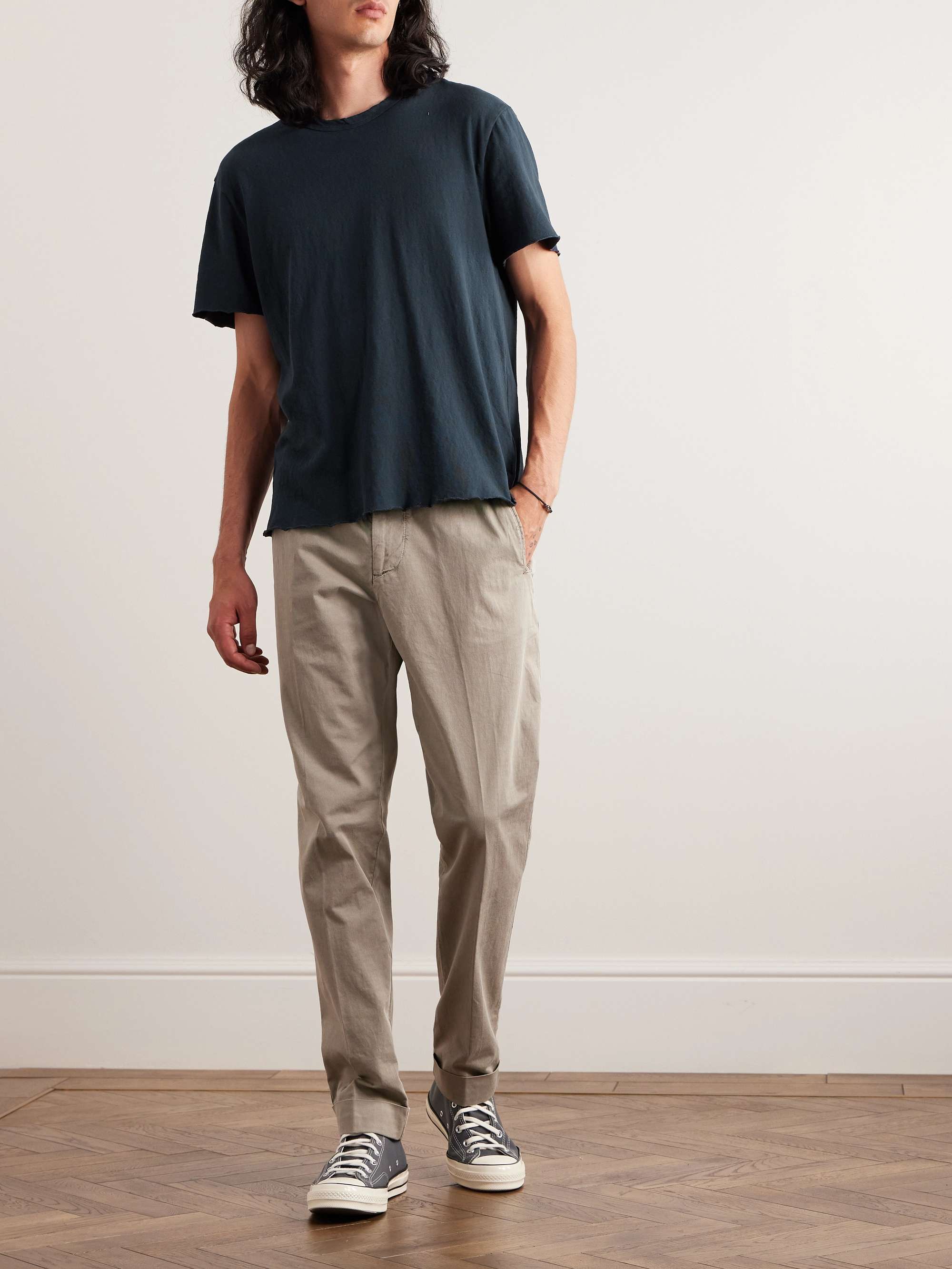 JAMES PERSE Garment-Dyed Brushed Cotton-Blend Jersey T-Shirt