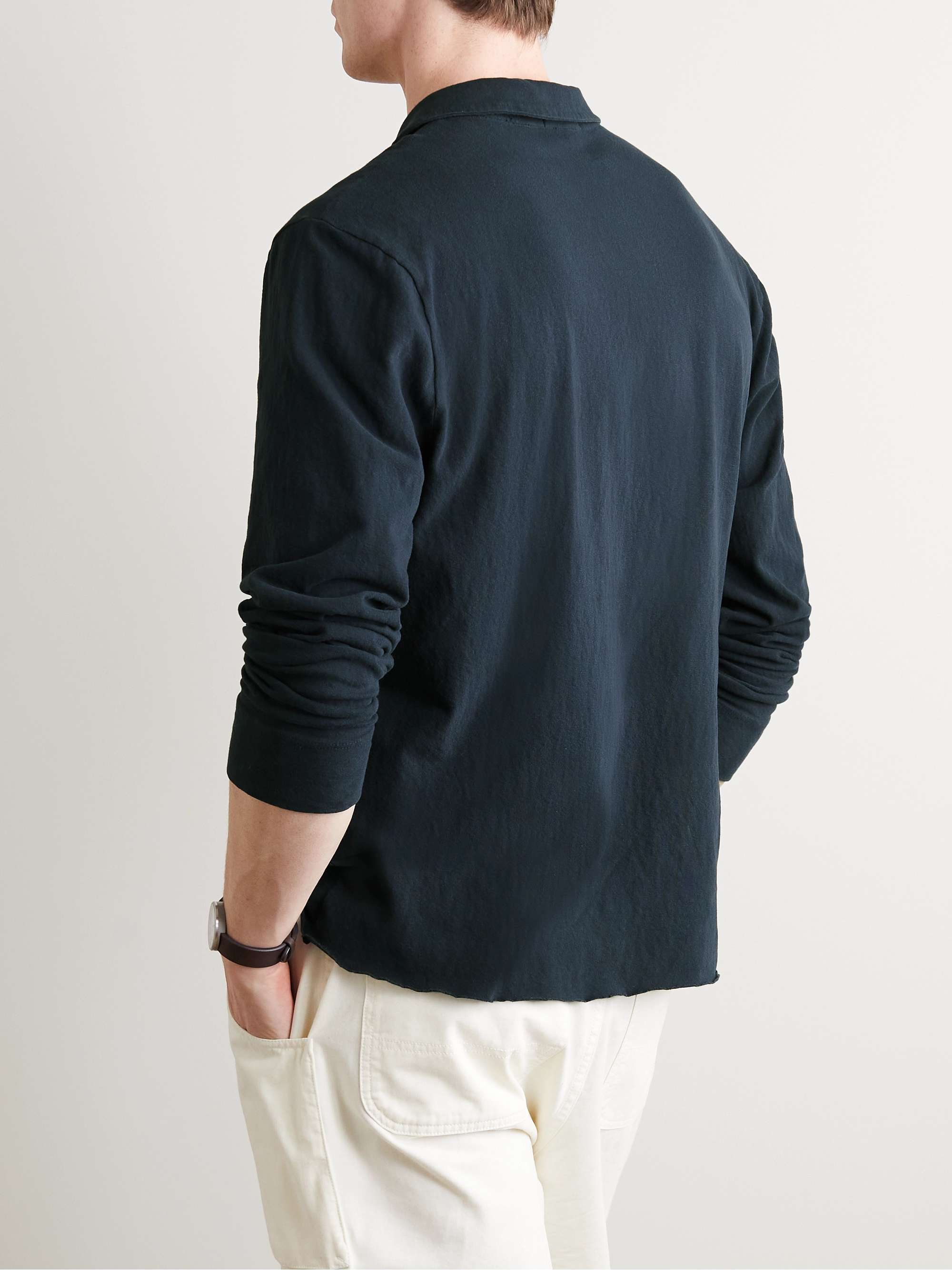 JAMES PERSE Brushed Cotton-Blend Jersey Polo Shirt