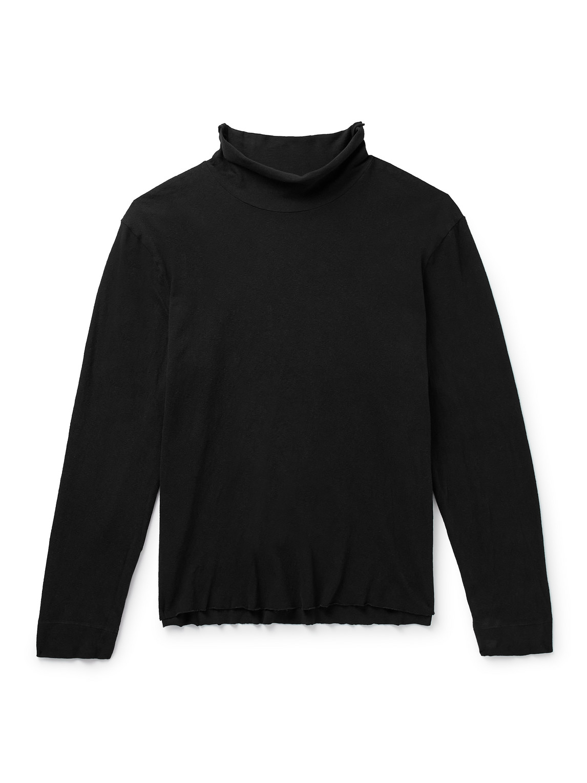James Perse Brushed Cotton-blend Jersey Rollneck T-shirt In Black