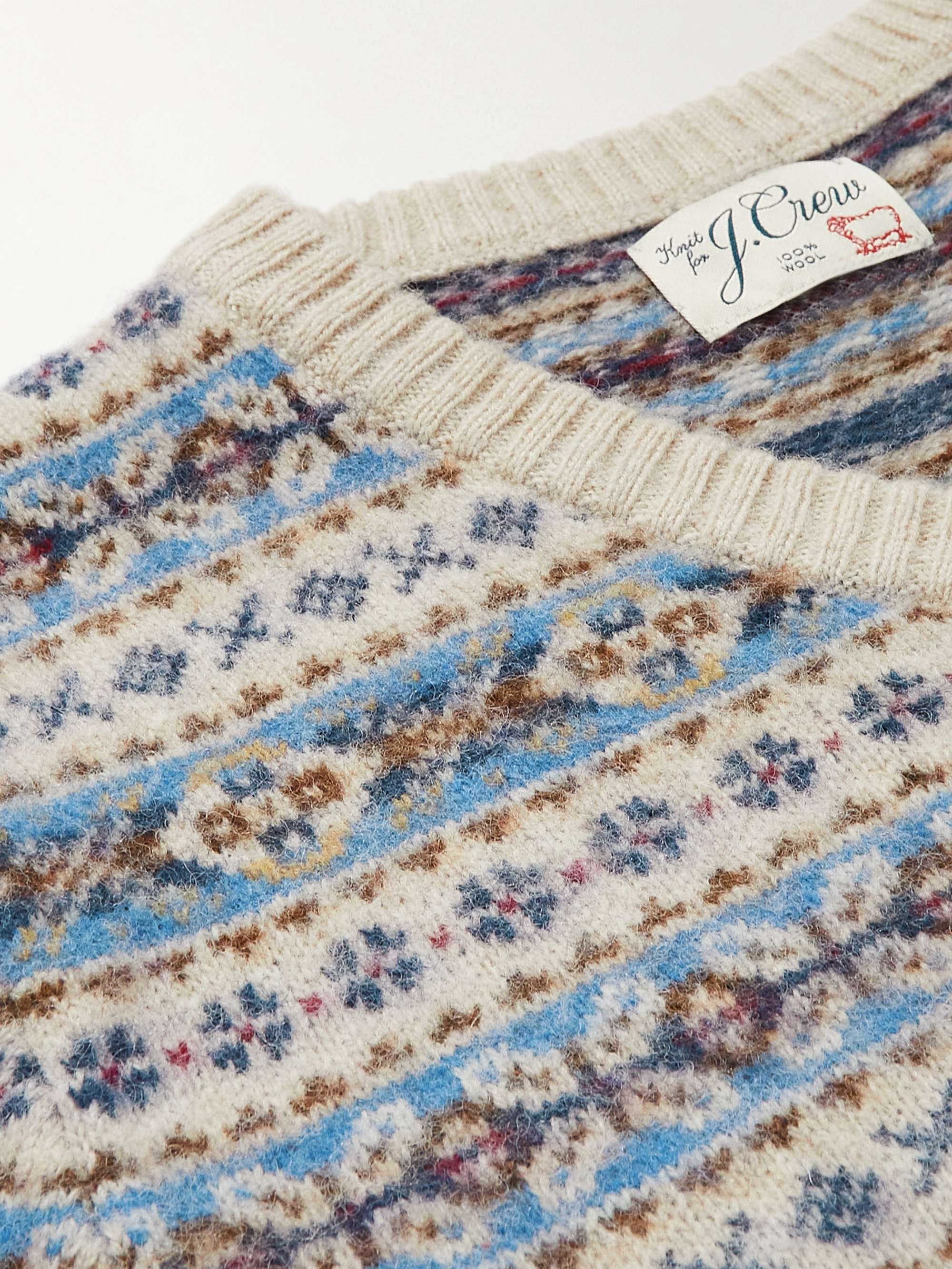 J.CREW Paul Fair Isle Brushed Wool Sweater