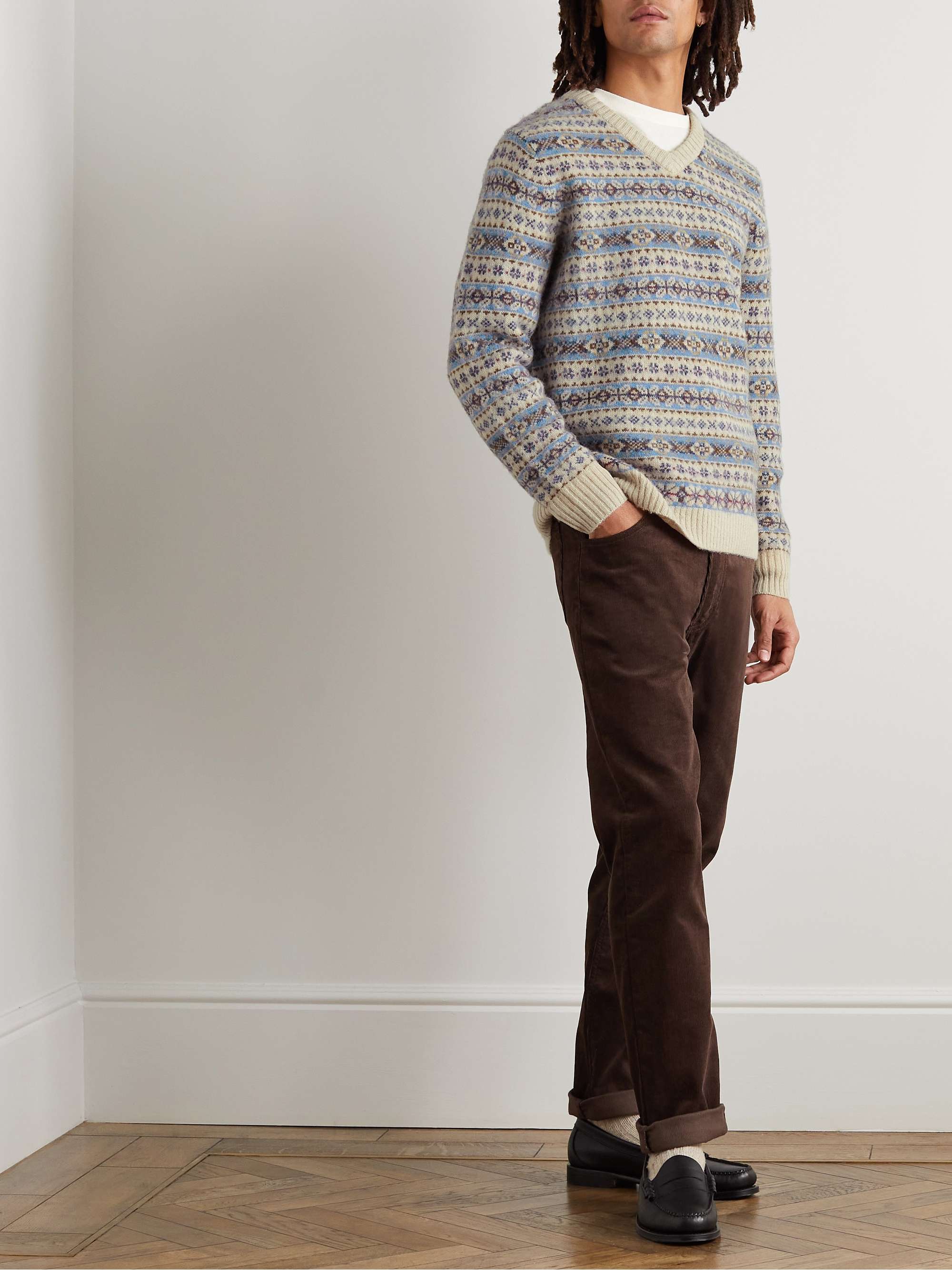 J.CREW Paul Fair Isle Brushed Wool Sweater