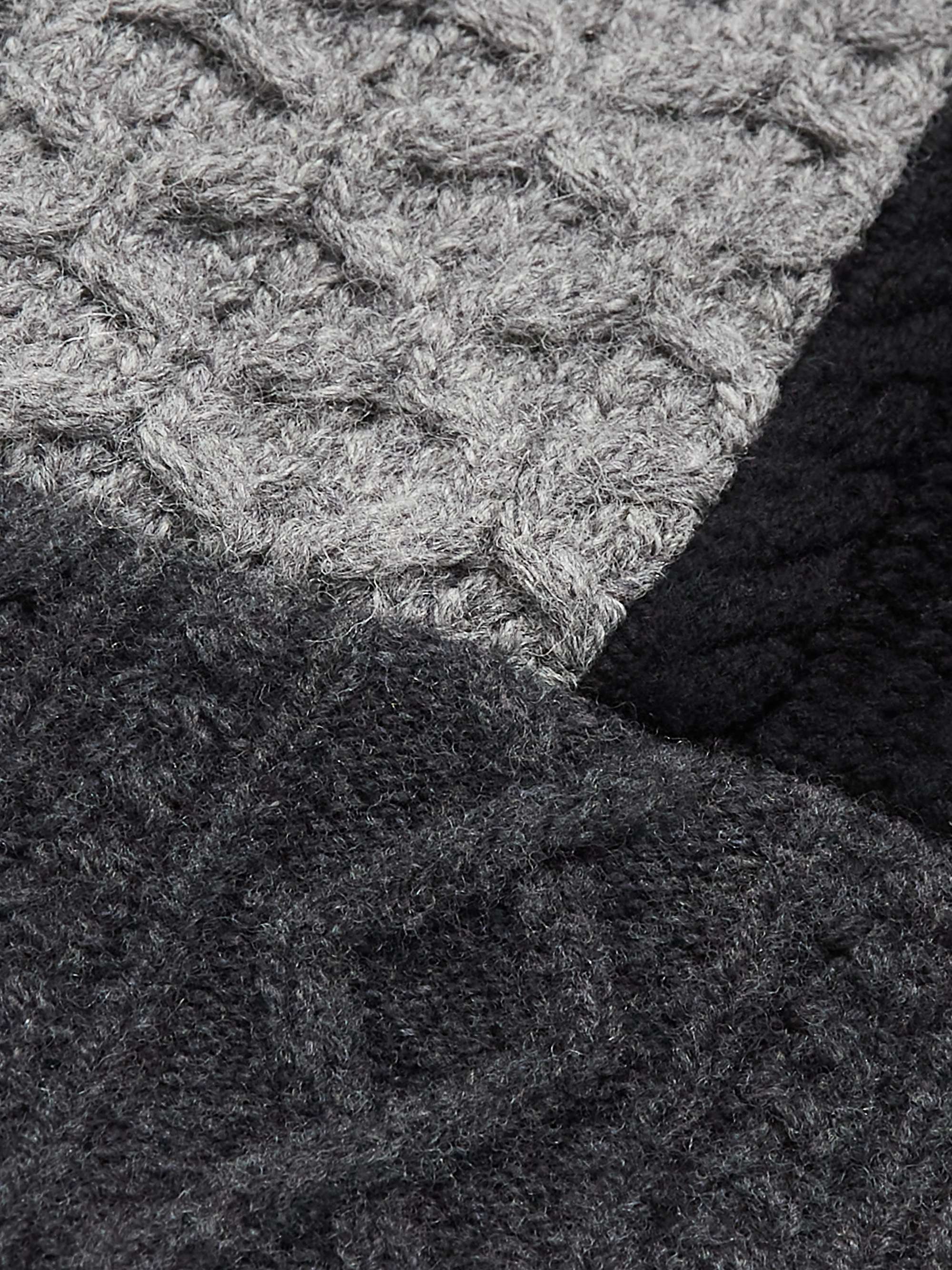 J.CREW Patchwork Cable-Knit Wool and Cashmere-Blend Sweater