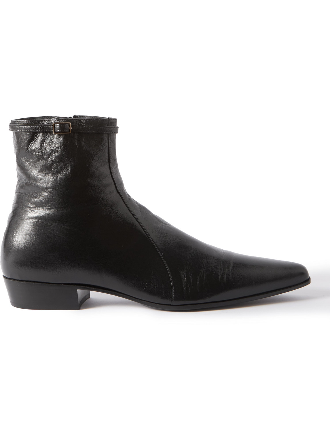 Saint Laurent Arsun Leather Ankle Boots In Black