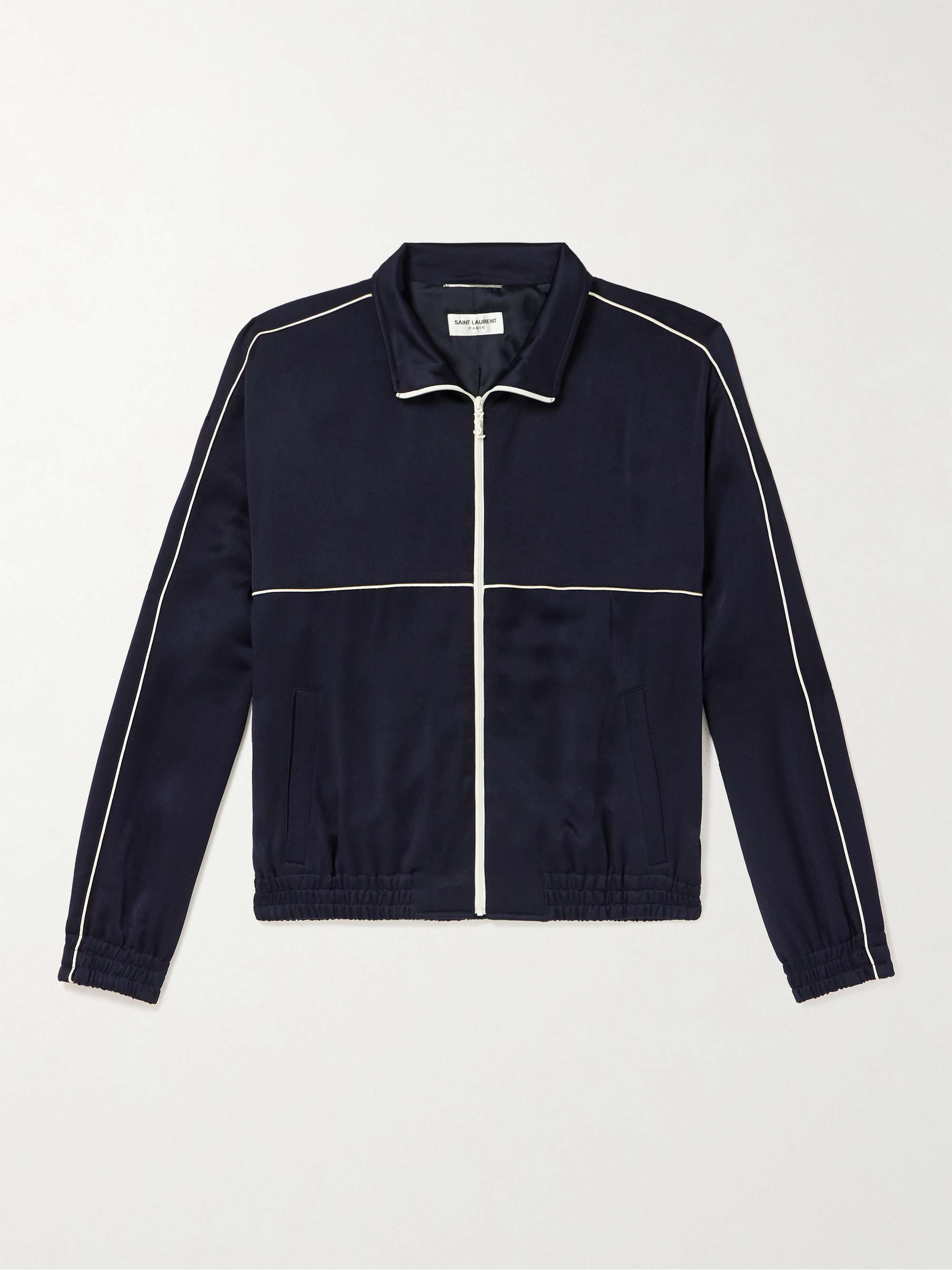 SAINT LAURENT Teddy Piped Satin-Jersey Track Jacket for Men | MR PORTER