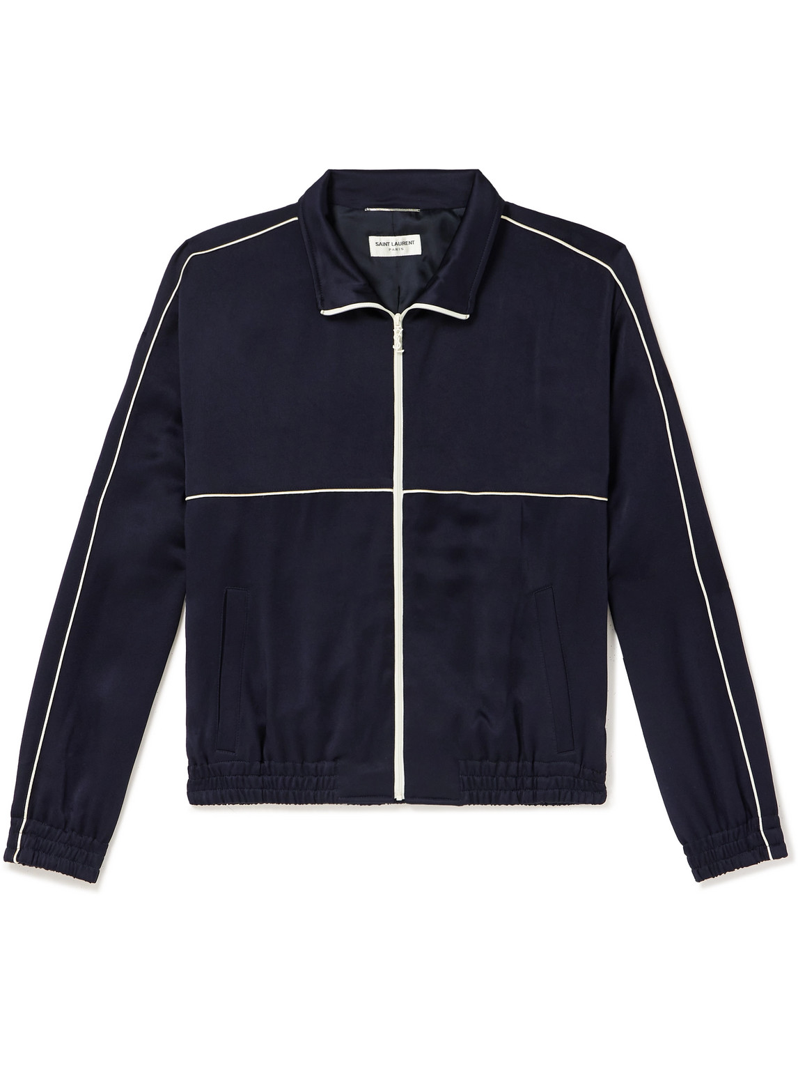 Saint Laurent Men's Retro Track Teddy Jacket In Blue