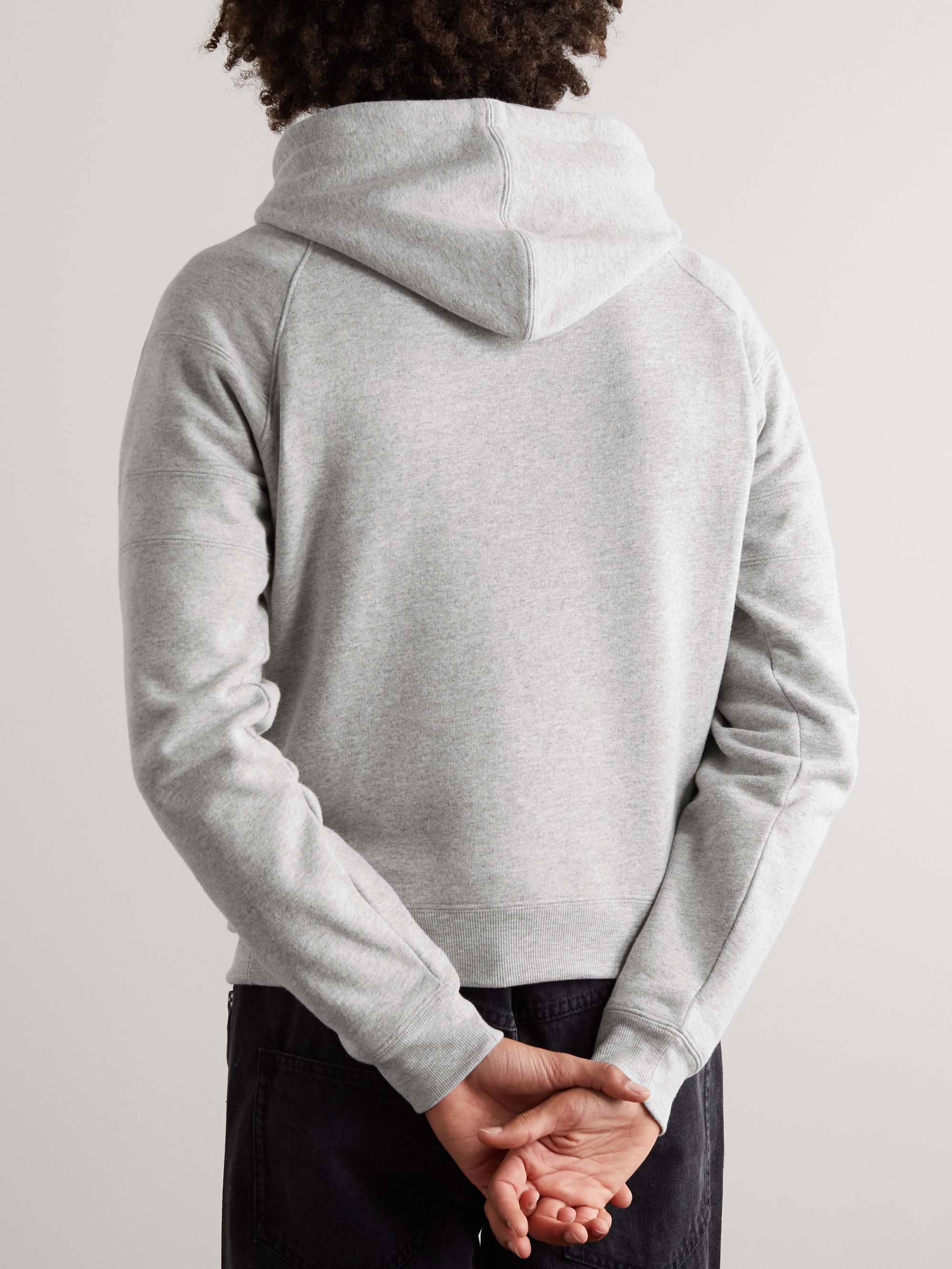 SAINT LAURENT Logo-Embroidered Cotton-Blend Jersey Hoodie