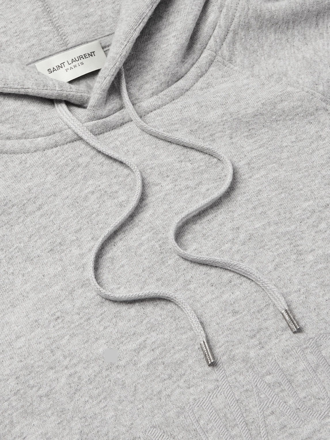Shop Saint Laurent Logo-embroidered Cotton-blend Jersey Hoodie In Gray
