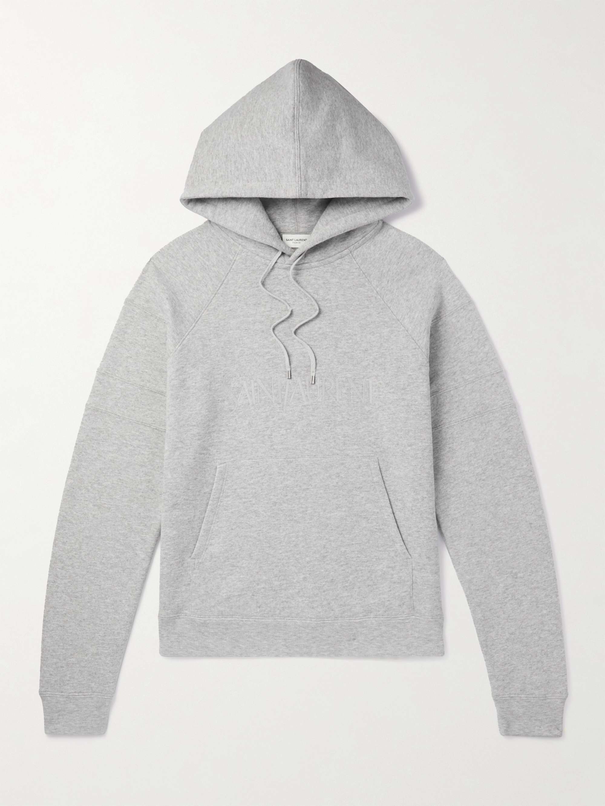 SAINT LAURENT Logo-Embroidered Cotton-Blend Jersey Hoodie