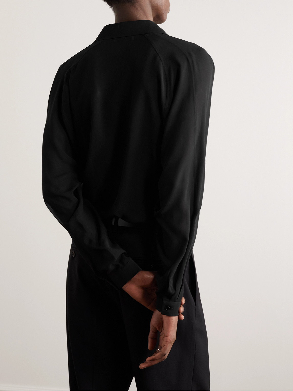 Shop Saint Laurent Silk-chiffon Shirt In Black