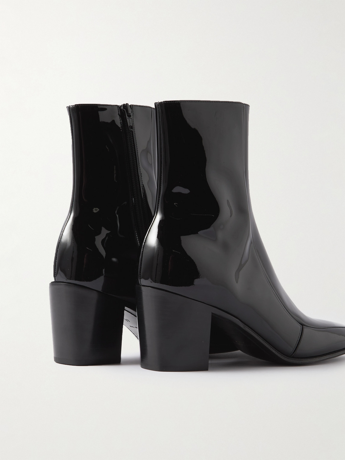 Shop Saint Laurent Beau Patent-leather Boots In Black