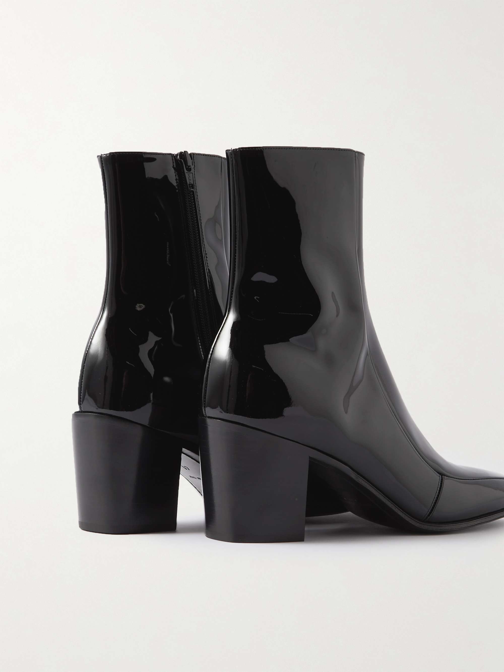 SAINT LAURENT Beau Patent-Leather Boots