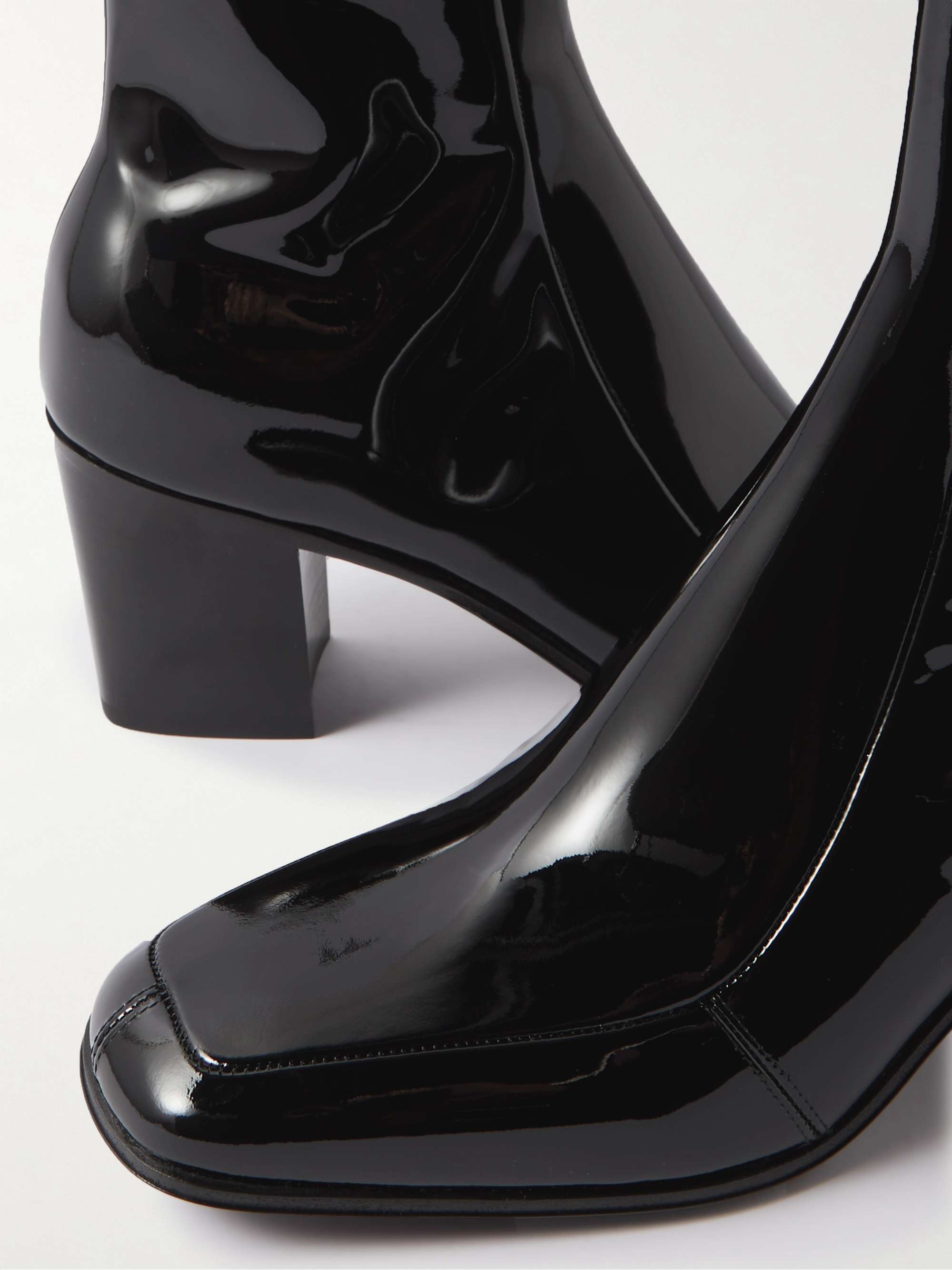 SAINT LAURENT Beau Patent-Leather Boots