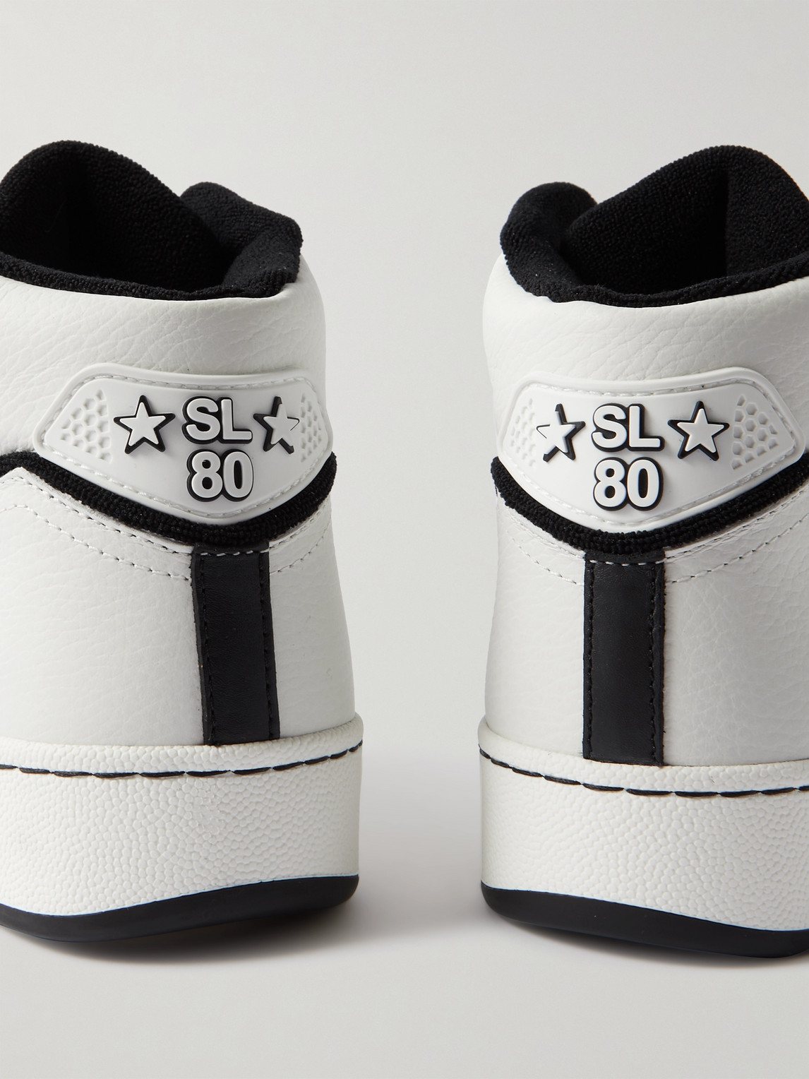 Shop Saint Laurent Sl/80 Perforated Leather High-top Sneakers In White