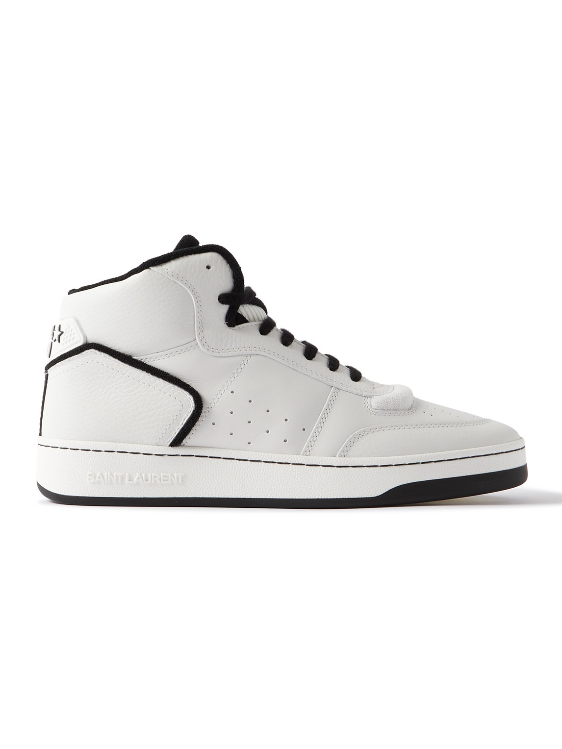 Shop Saint Laurent Sl/80 Perforated Leather High-top Sneakers In White