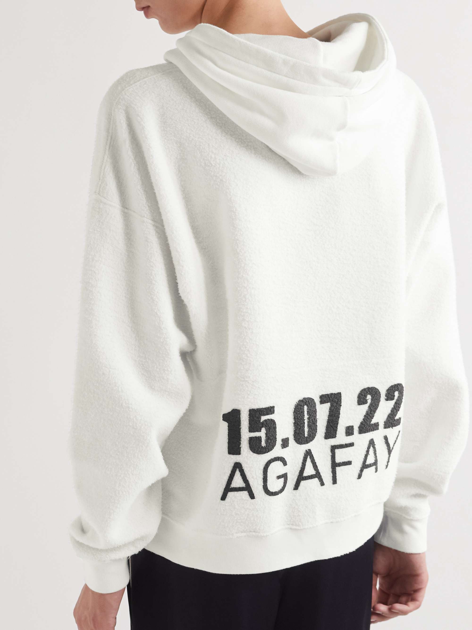 SAINT LAURENT Agafay Logo-Print Cotton-Fleece Hoodie