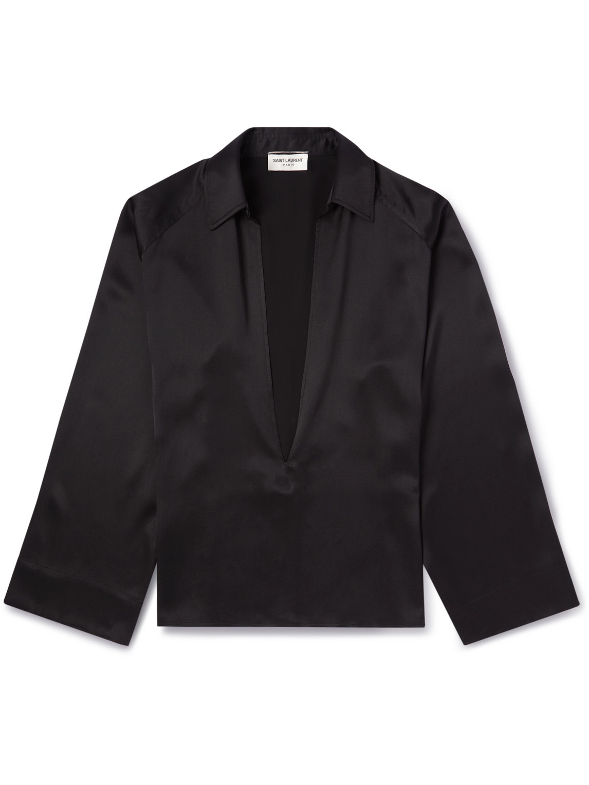 Saint Laurent Silk-satin Shirt In Black