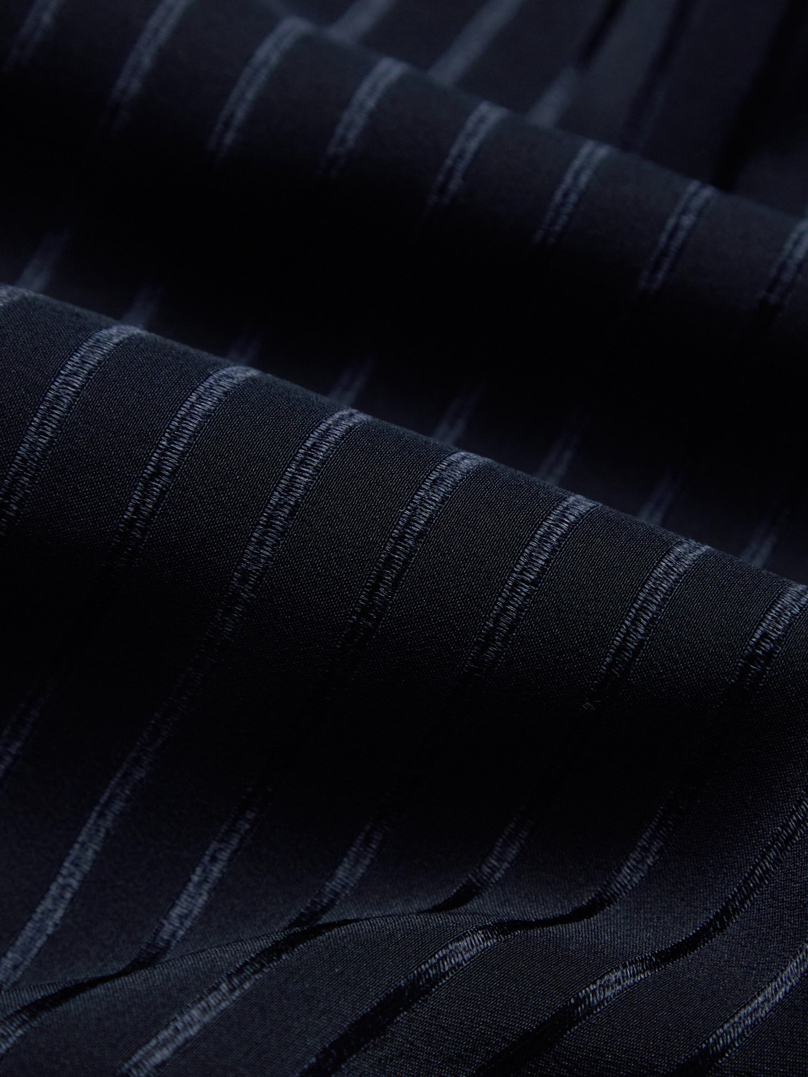 Saint Laurent Camp-collar Striped Silk-charmeuse Shirt In Blue