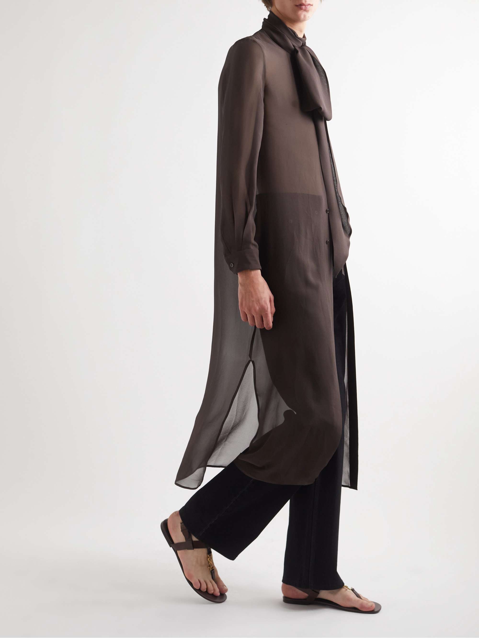 SAINT LAURENT Silk-Georgette Shirt