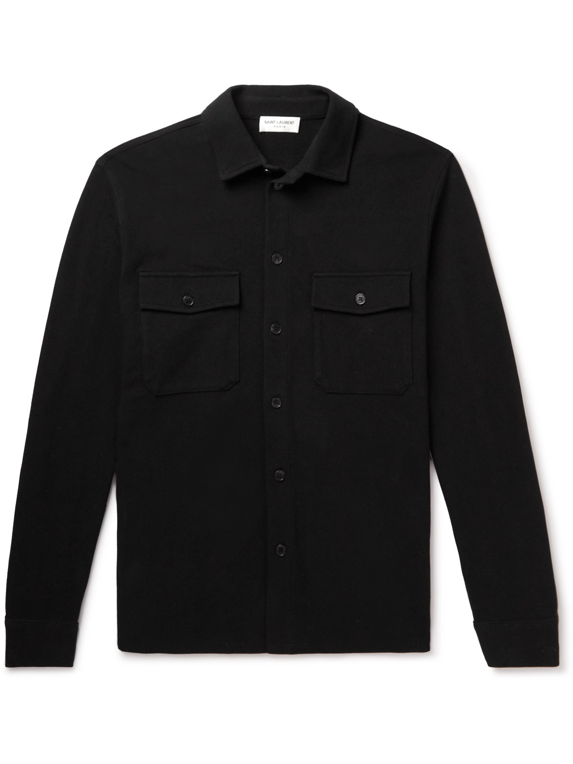 Saint Laurent Cotton-piqué Shirt In Black