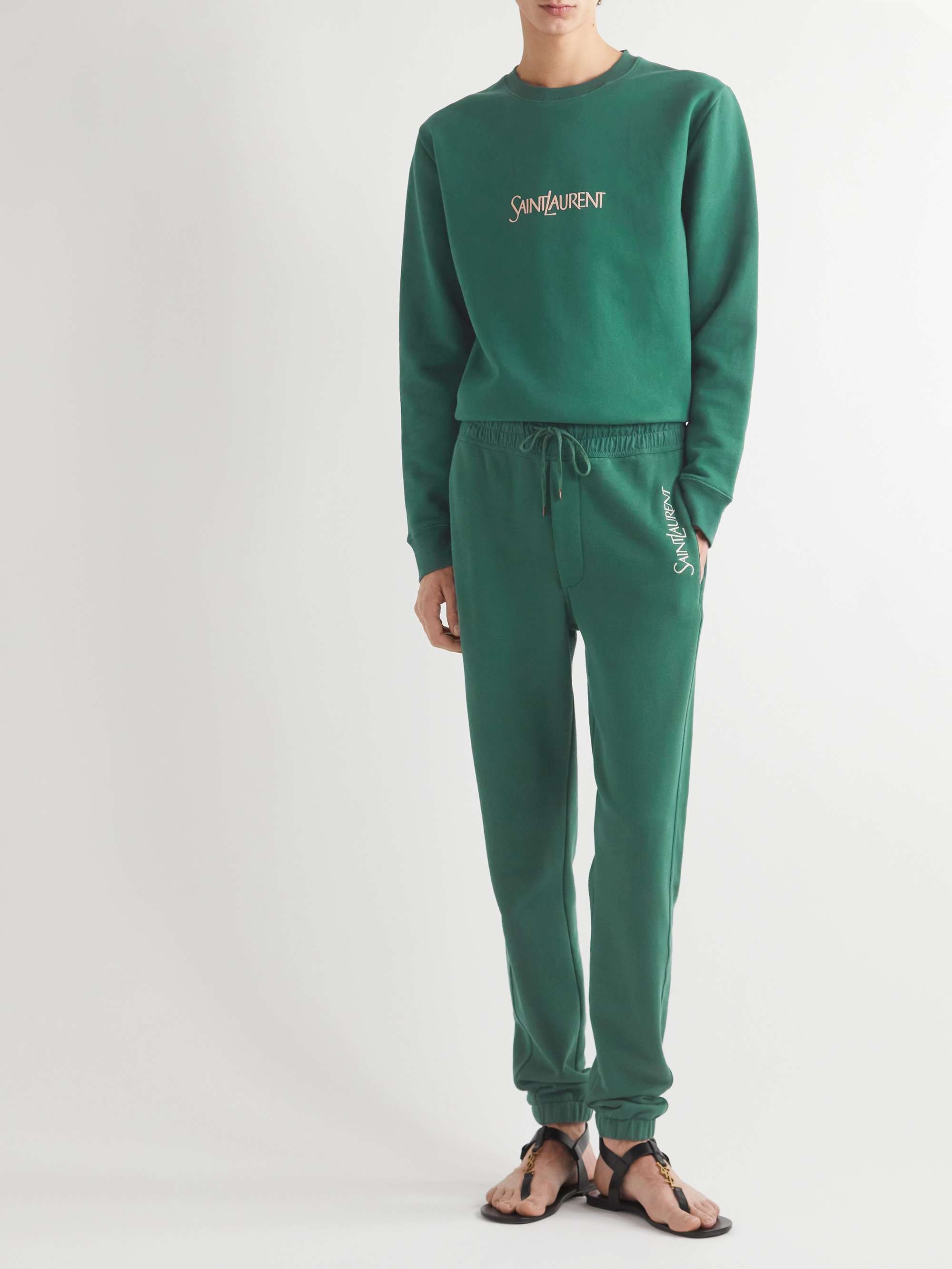SAINT LAURENT Logo-Print Cotton-Jersey Sweatshirt
