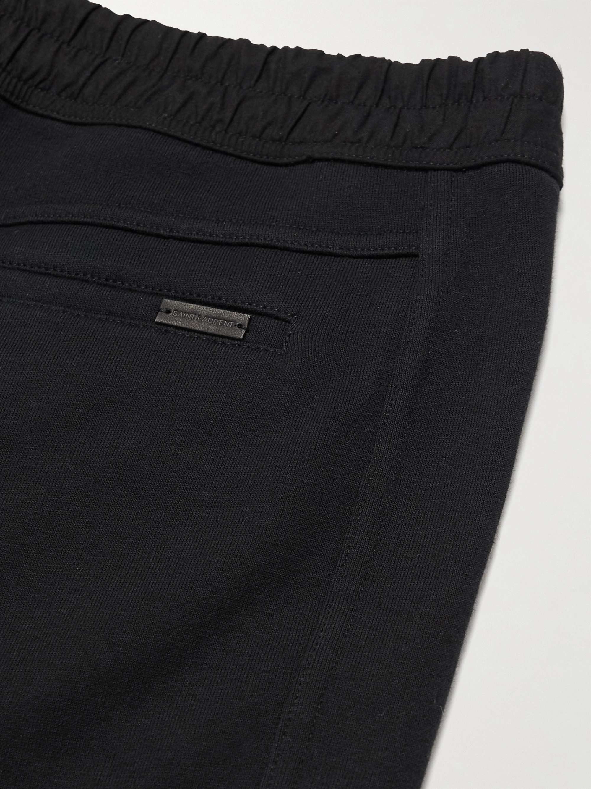 SAINT LAURENT Tapered Logo-Embroidered Cotton-Jersey Sweatpants