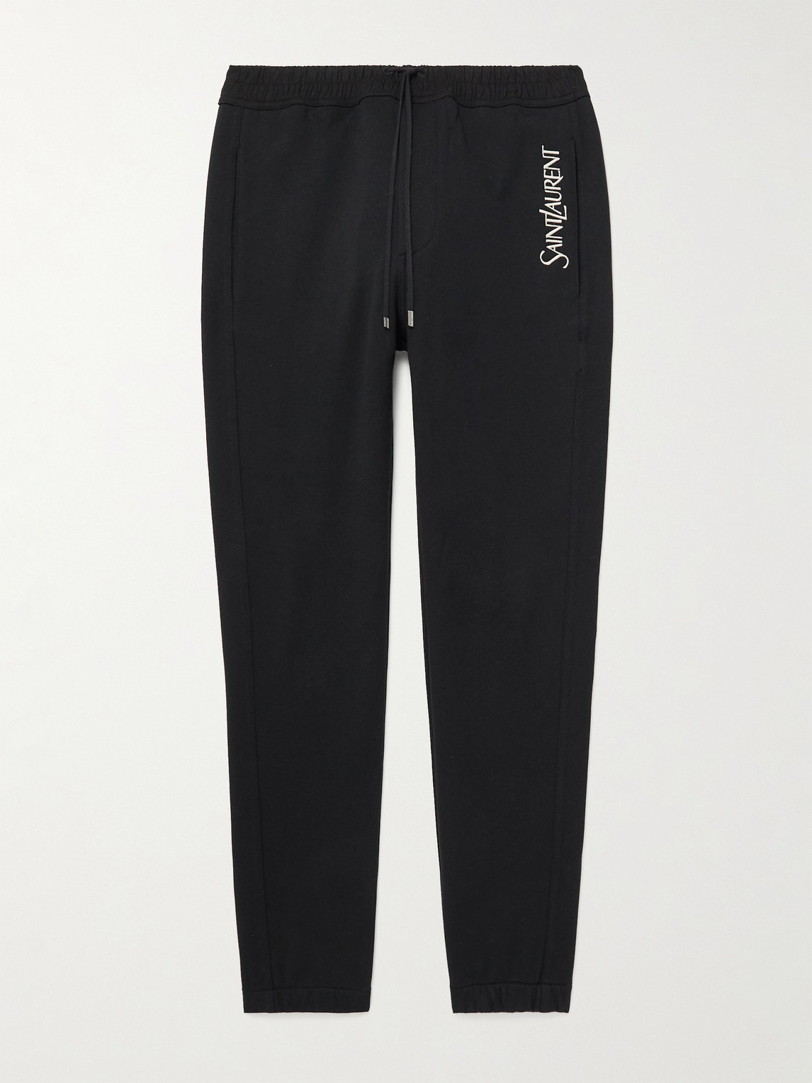 Saint Laurent Tapered Logo-Embroidered Cotton-Jersey weatpants - Men