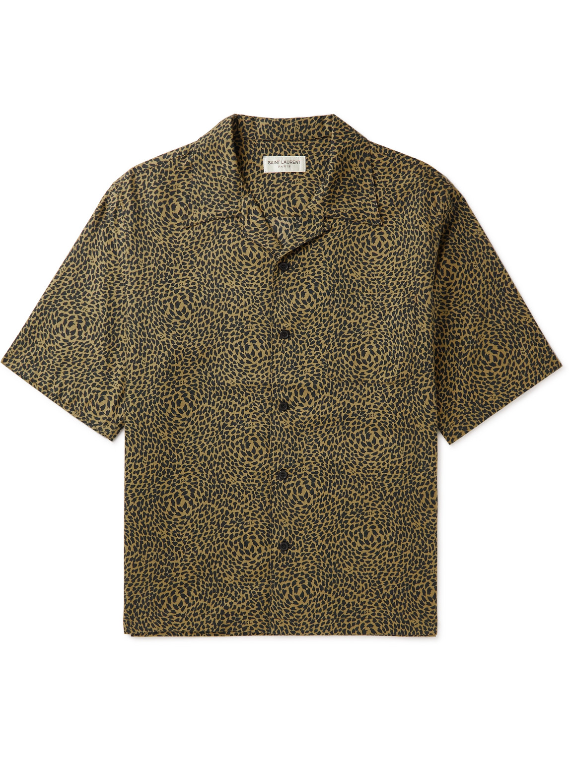 Saint Laurent Camp-collar Leopard-print Lyocell And Cotton-blend Shirt In Brown