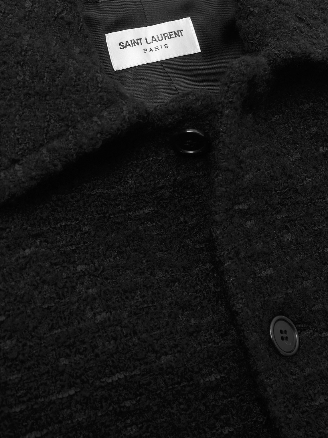 Shop Saint Laurent Slim-fit Wool-blend Tweed Jacket In Black