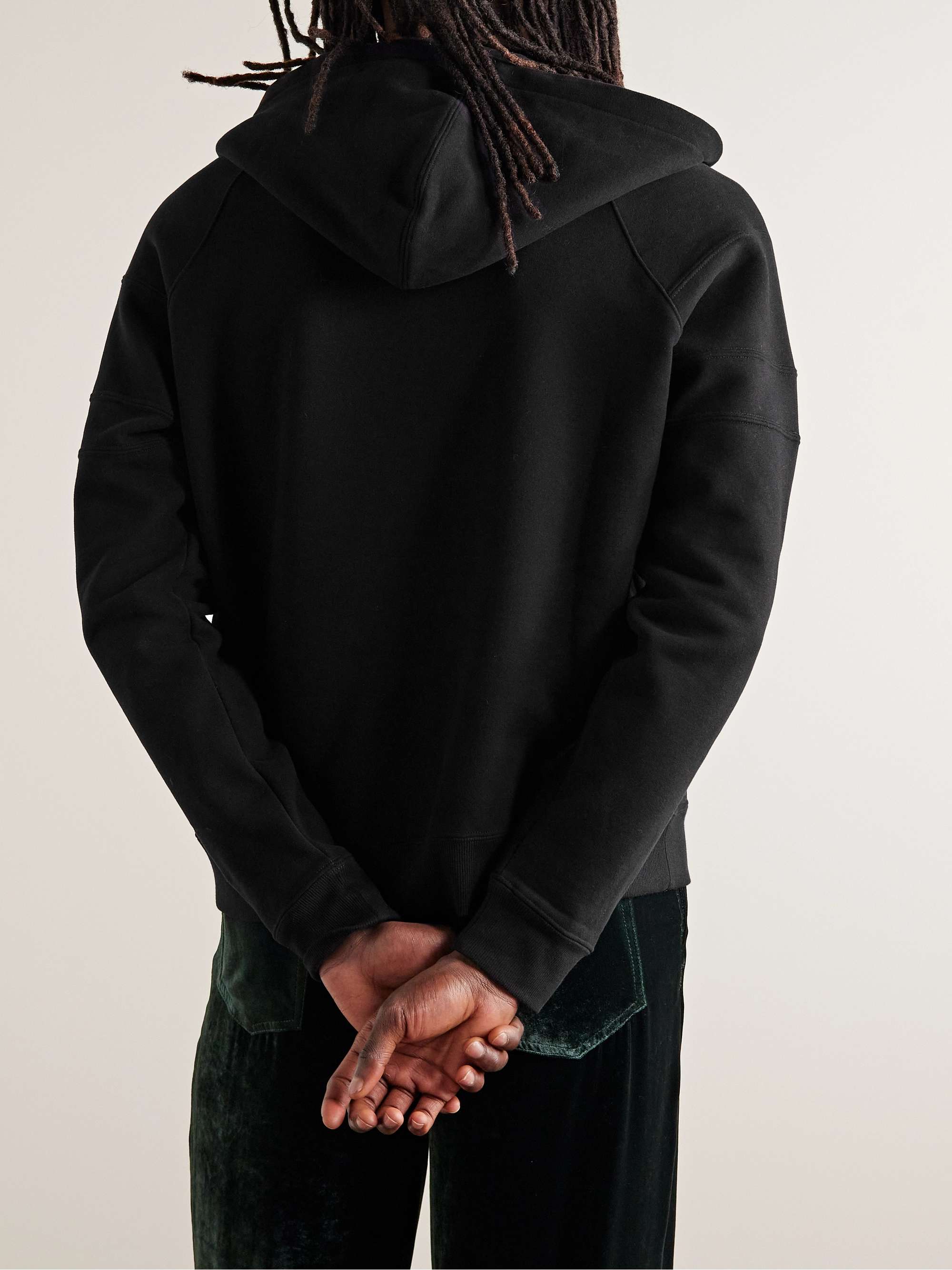 SAINT LAURENT Lace-Trimmed Cotton-Jersey Hoodie