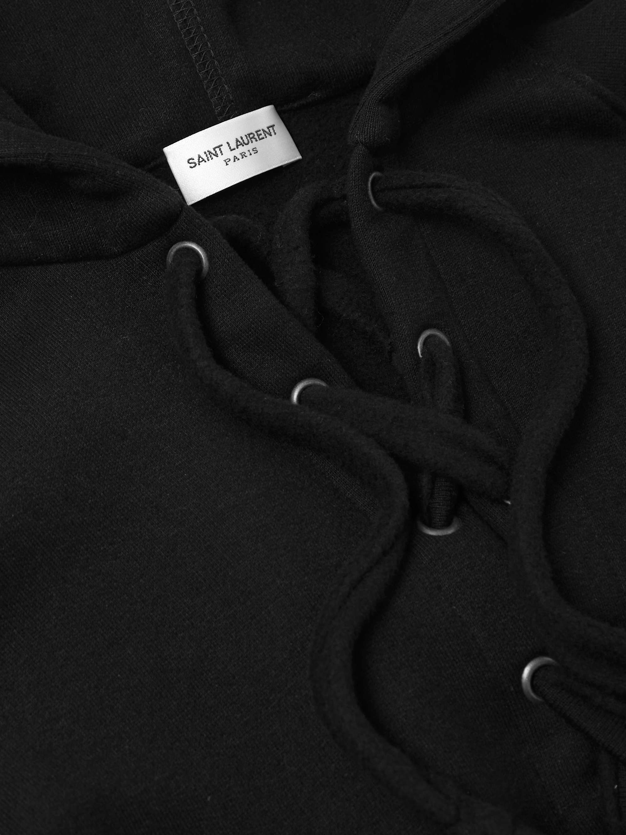 SAINT LAURENT Lace-Trimmed Cotton-Jersey Hoodie