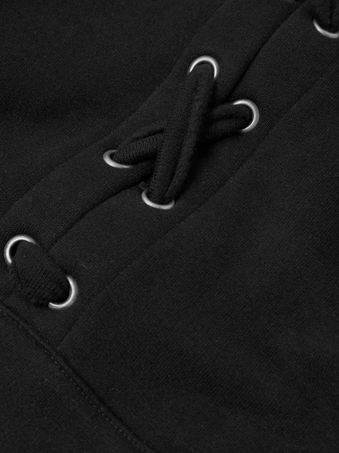 Shop Saint Laurent Lace-trimmed Cotton-jersey Hoodie In Black