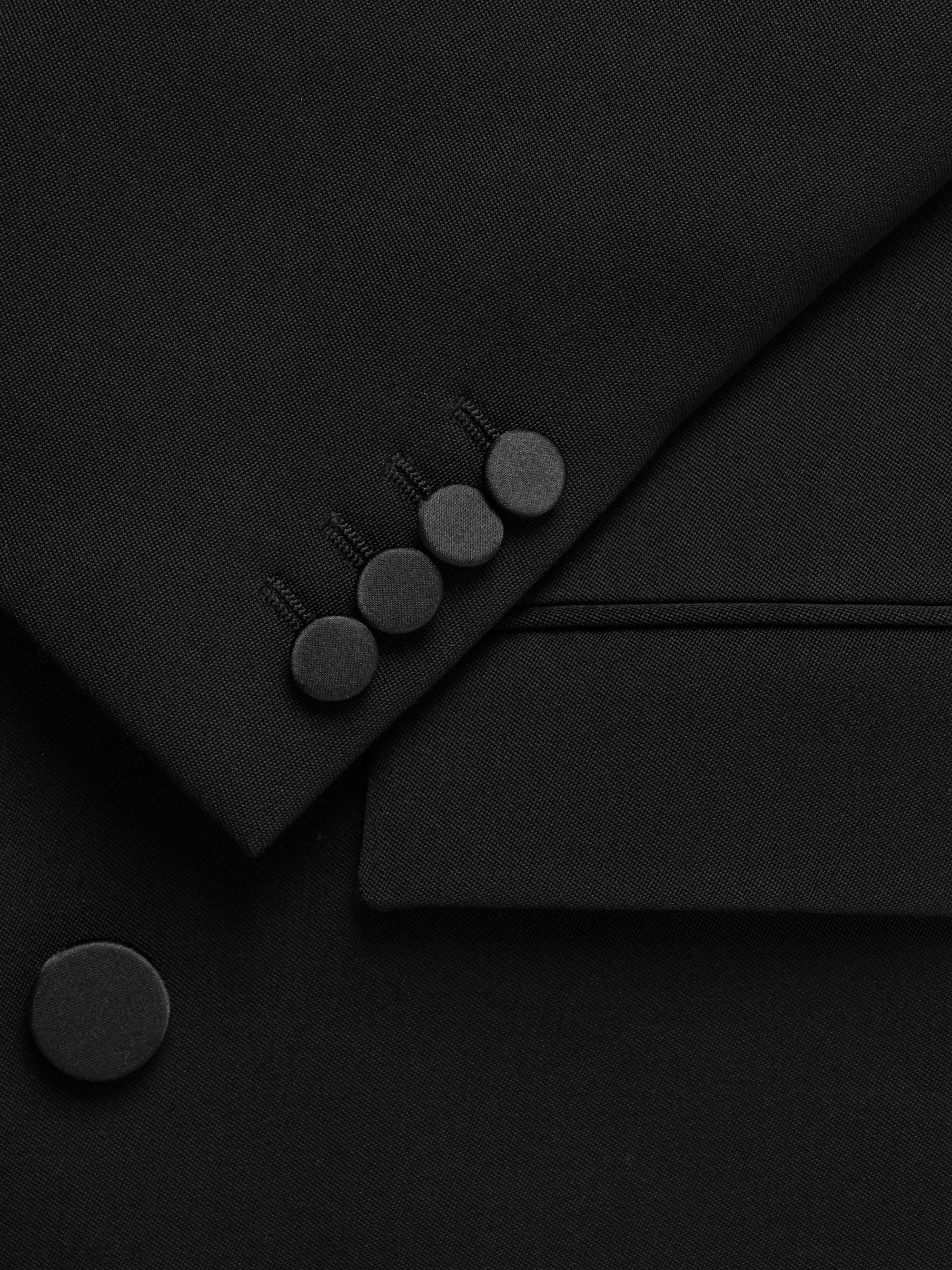 SAINT LAURENT Double-Breasted Satin-Trimmed Wool Blazer