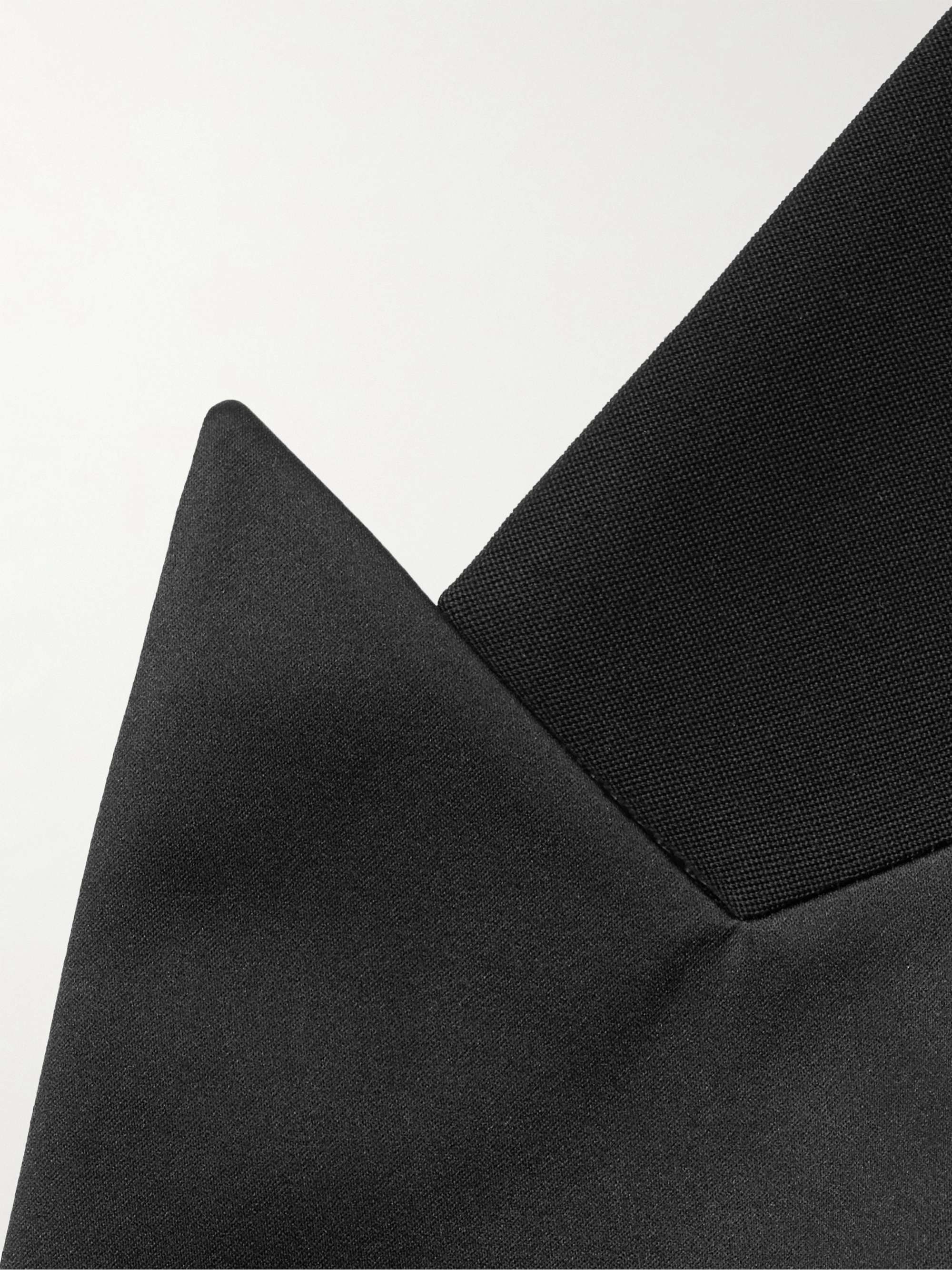 SAINT LAURENT Double-Breasted Satin-Trimmed Wool Blazer